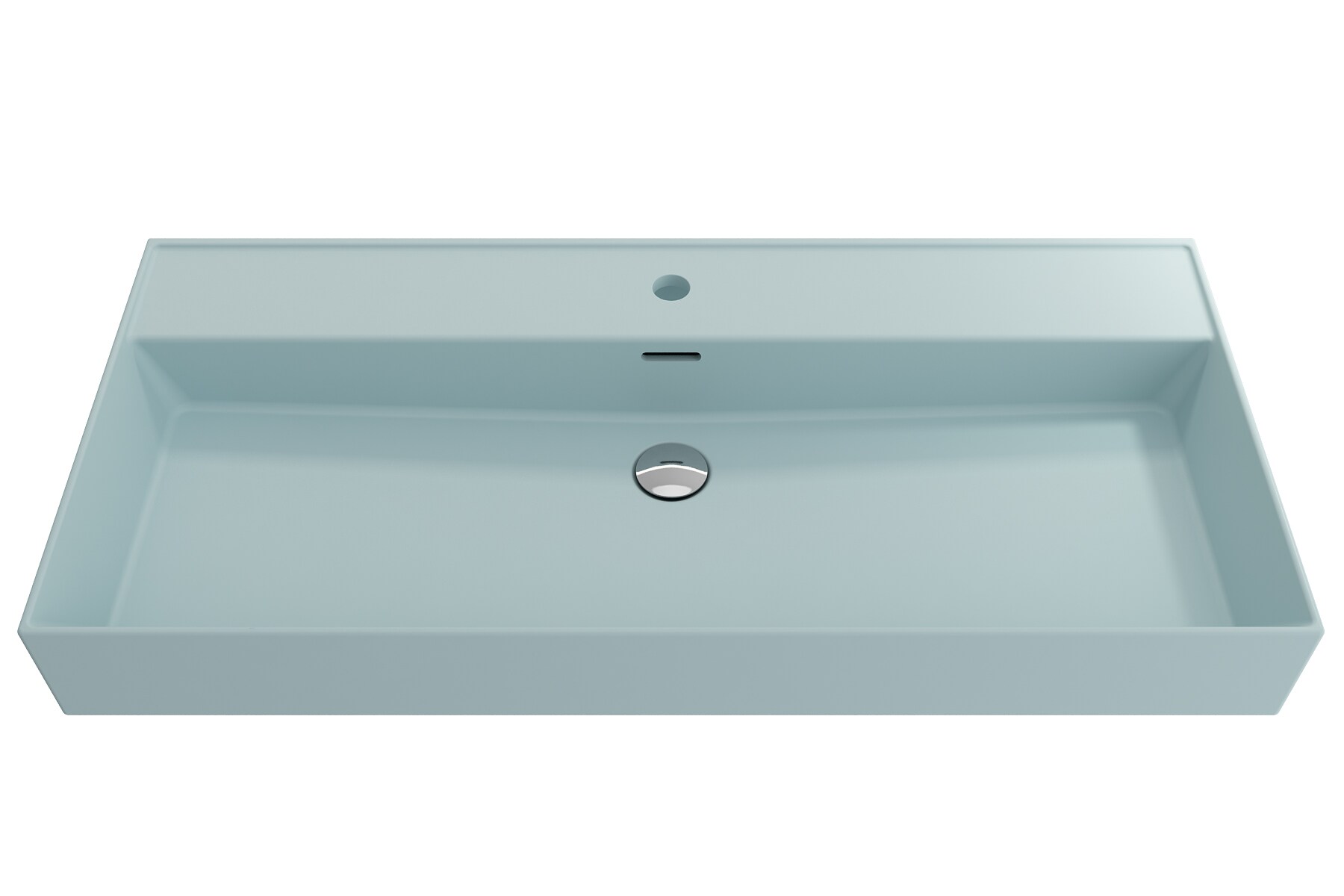 BOCCHI 1378-029-0126 Fire Clay 18.25-in Wall-mount Rectangular Modern Matte Ice Blue Bathroom Sink