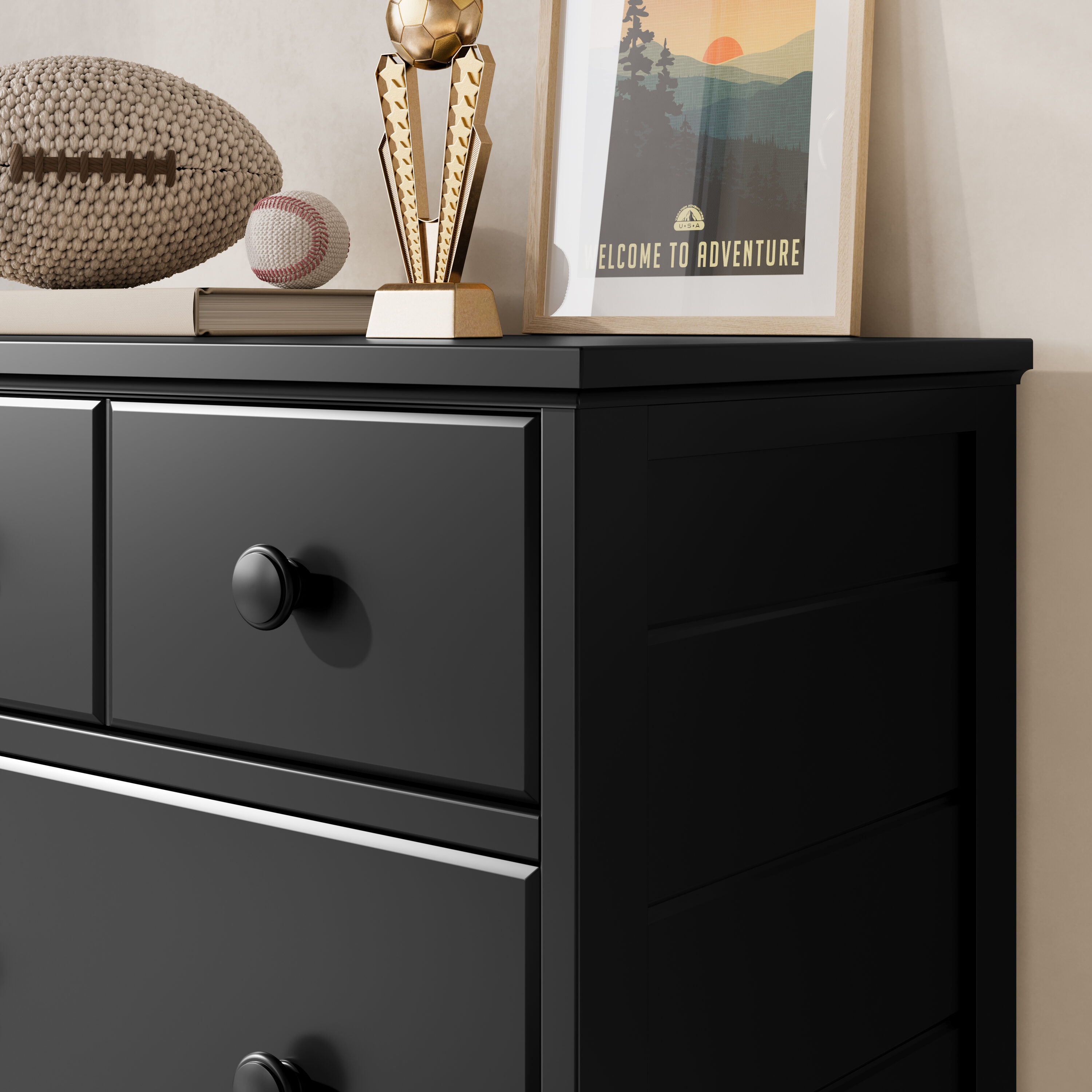 Storkcraft Moss Black 6-Drawer Double Dresser with Deep Drawers