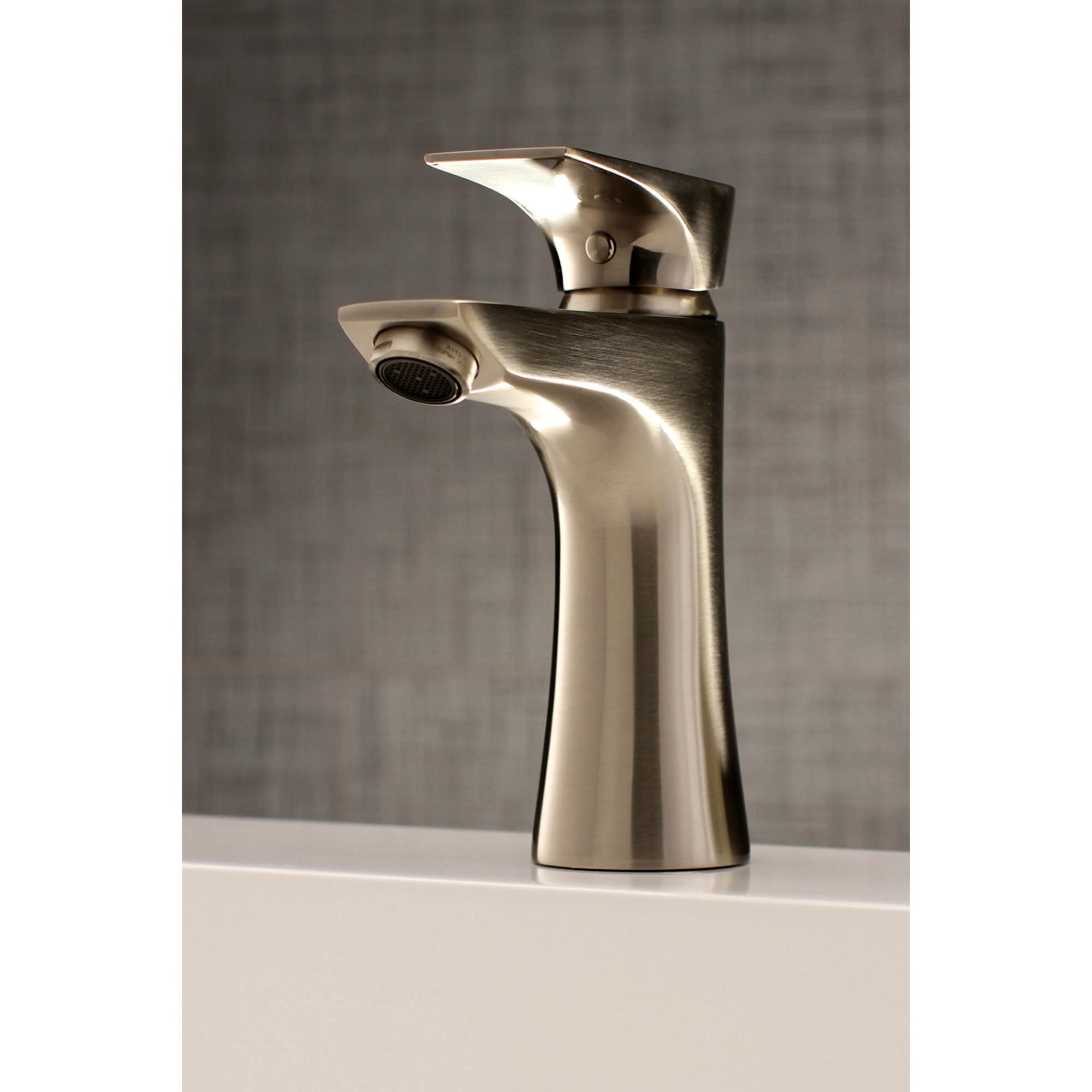 Kingston Brass WLLS4228XL Millennium Brushed nickel Single hole 1-handle Low-arc Residential Handle Bathroom Sink Faucet with Drain