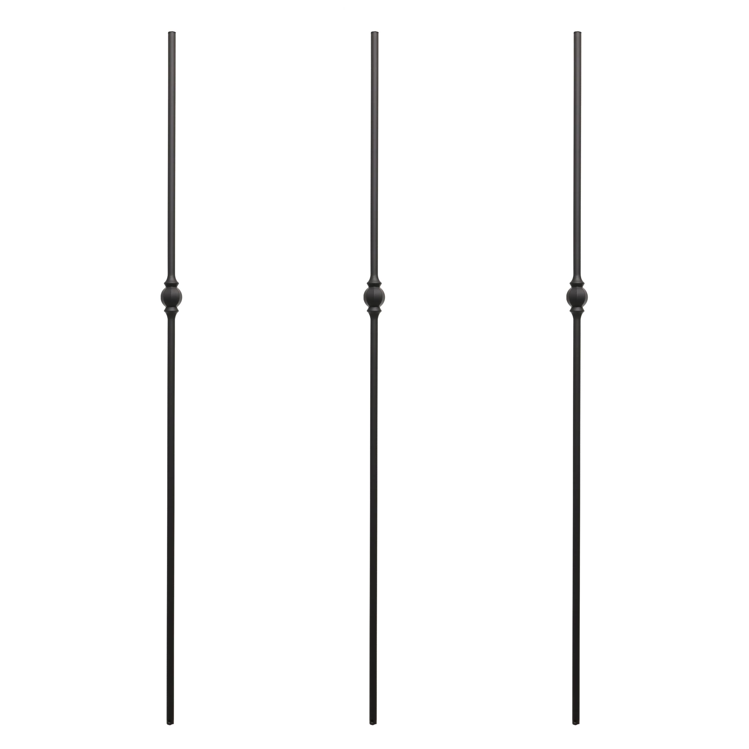 RELIABILT WGTR22SB 43-in x 0.4-in Satin Black Wrought Iron Hammered Stair Baluster (3-Pack)