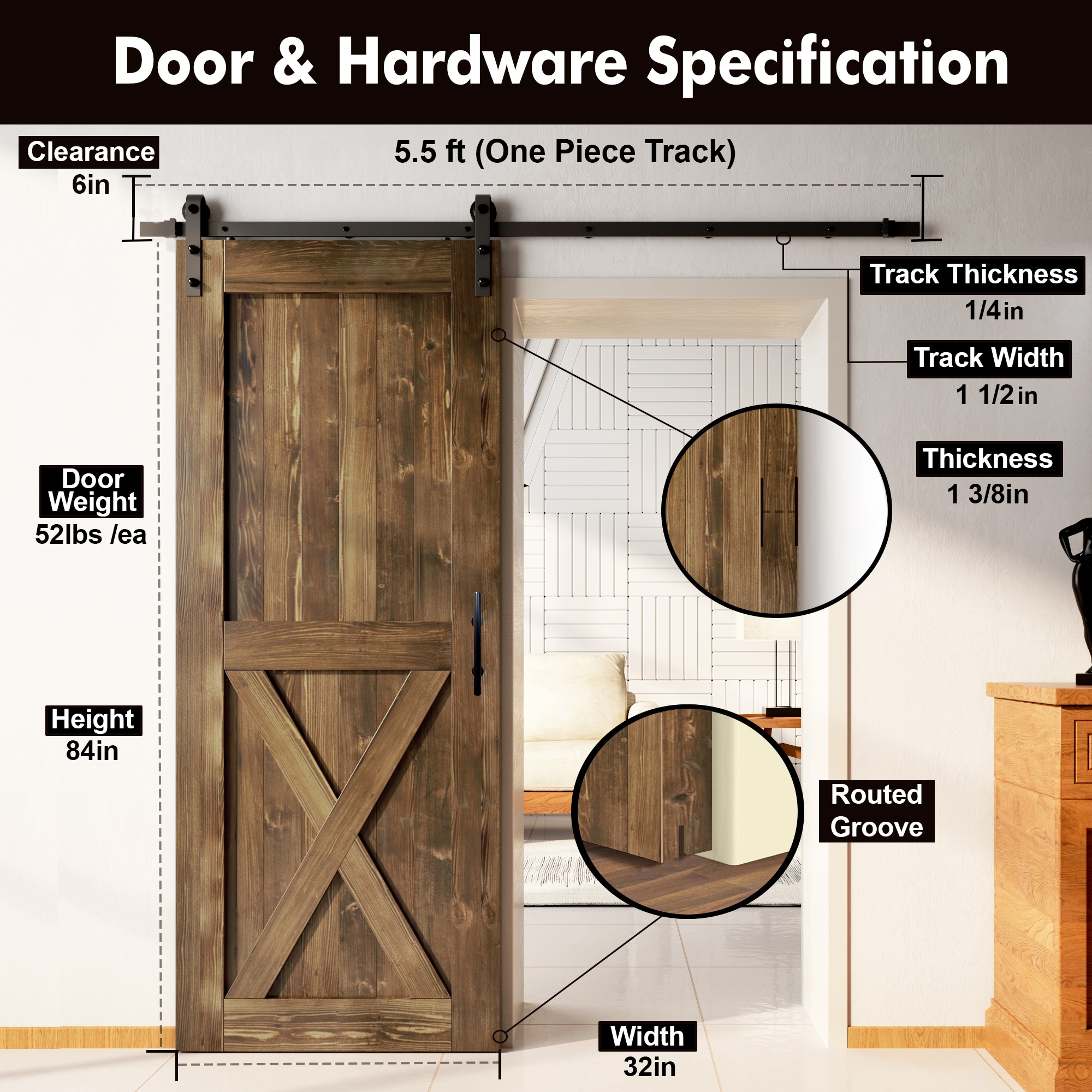 HOMACER YT1TGH066C-3284-X-WA Barn-Doors - View #7