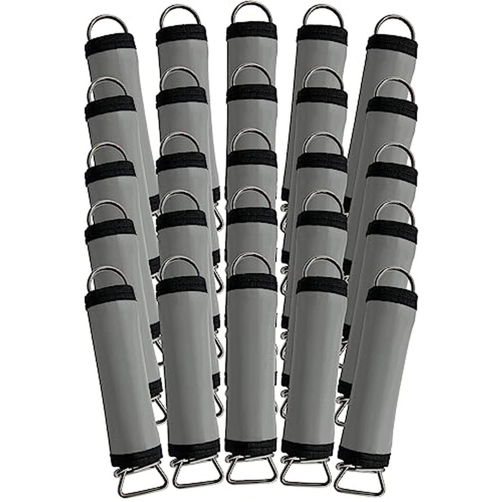 Poolzilla SW-H&L-GRAY-25PK 25 PCS Heavy Duty Vinyl Gray Pool Spring Wraps for Spring Sleeves with Hook Loop for Easy Installation