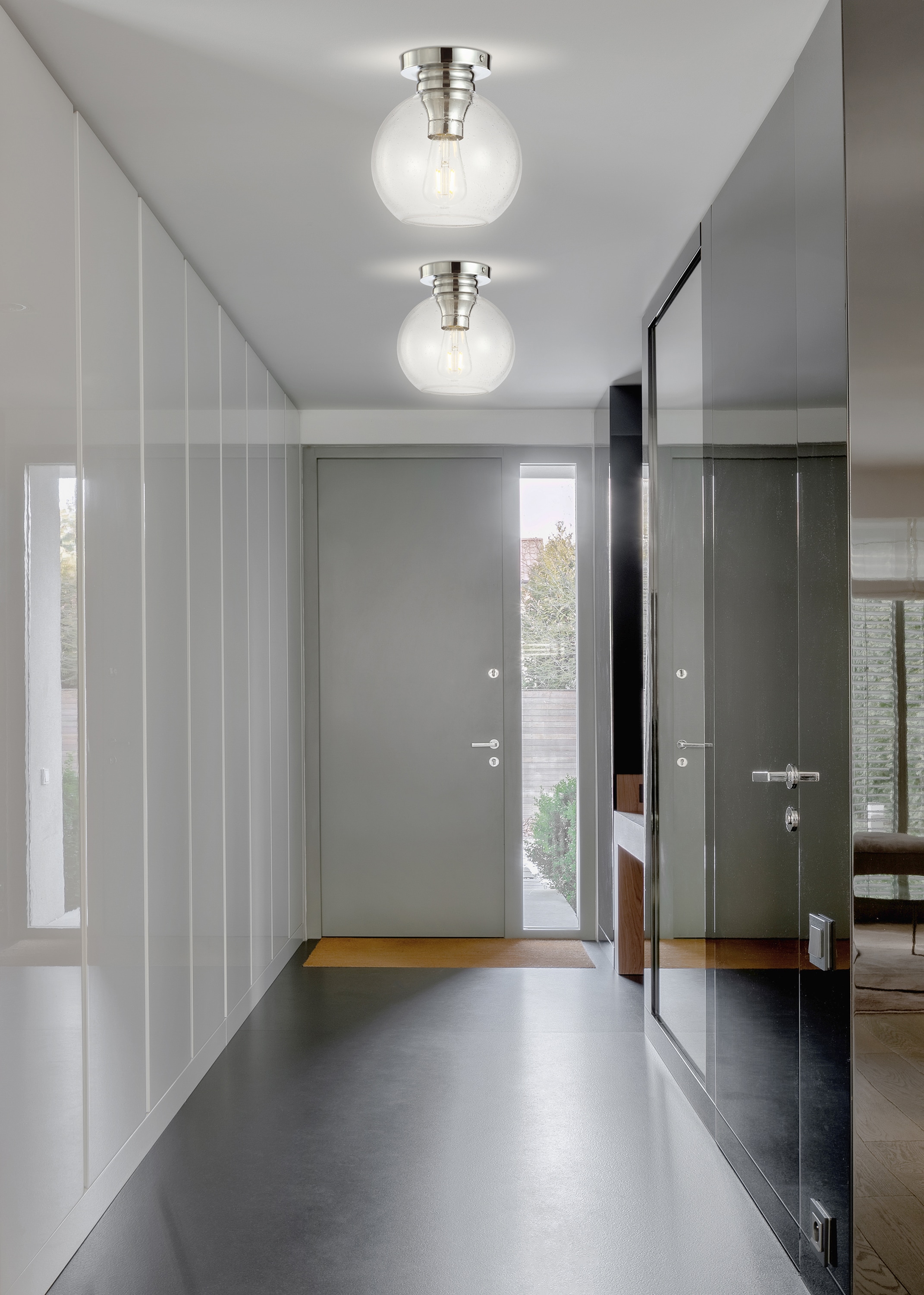 Chrome and Glass LED Flush Mount Ceiling Light