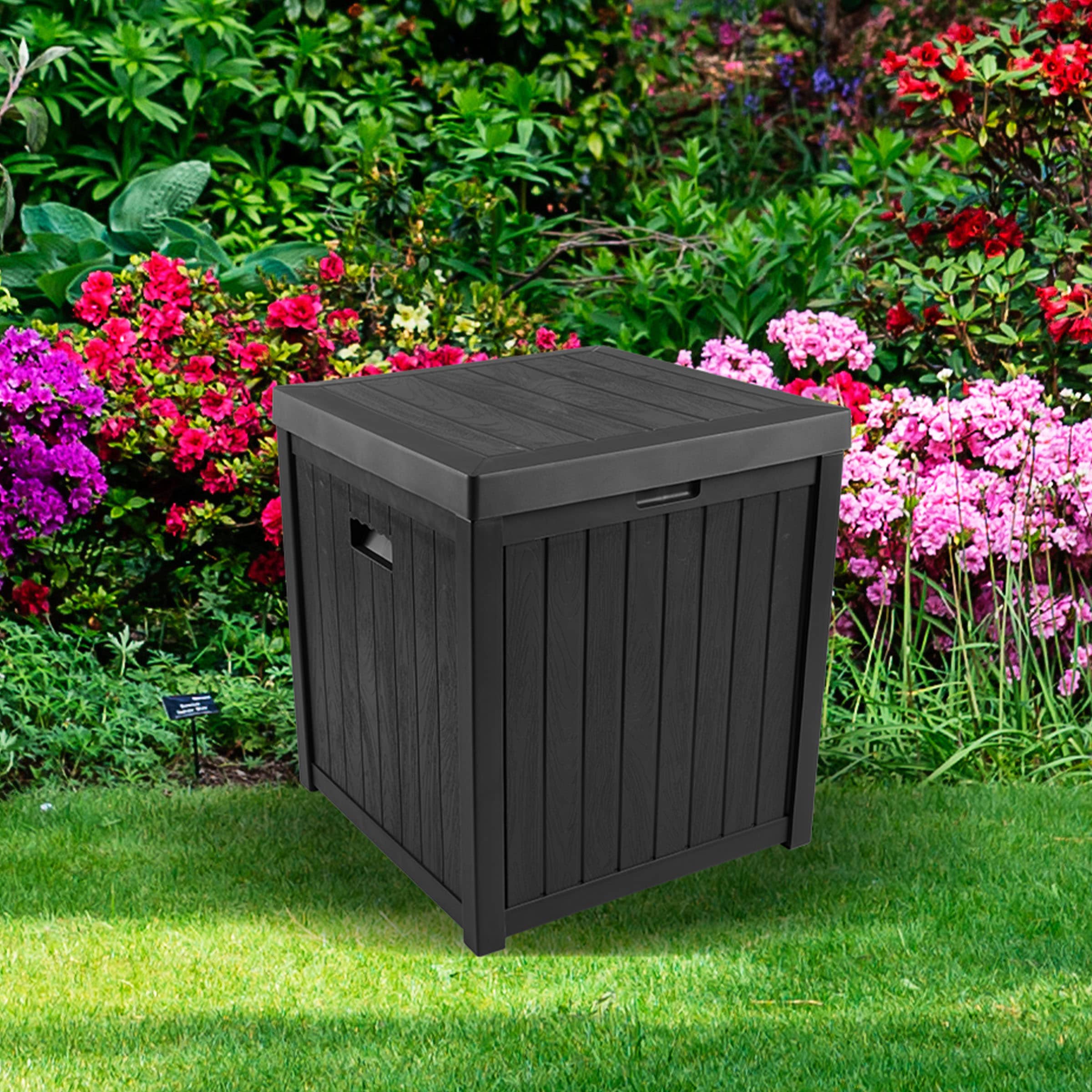 Pure Garden 22-in L x 22-in 50-Gallon Black Plastic Deck Box #50-LG1337