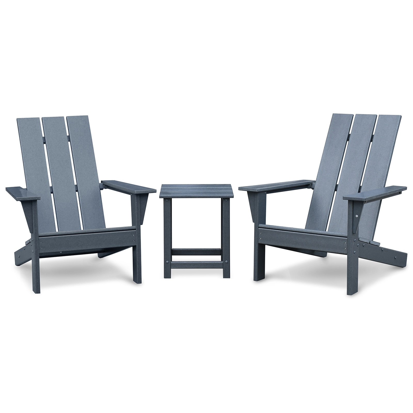 ModernLuxe L-W1889140911 / Set of 2 DARK GREY HDPE Frame Stationary Adirondack Chair with Gray Solid Seat
