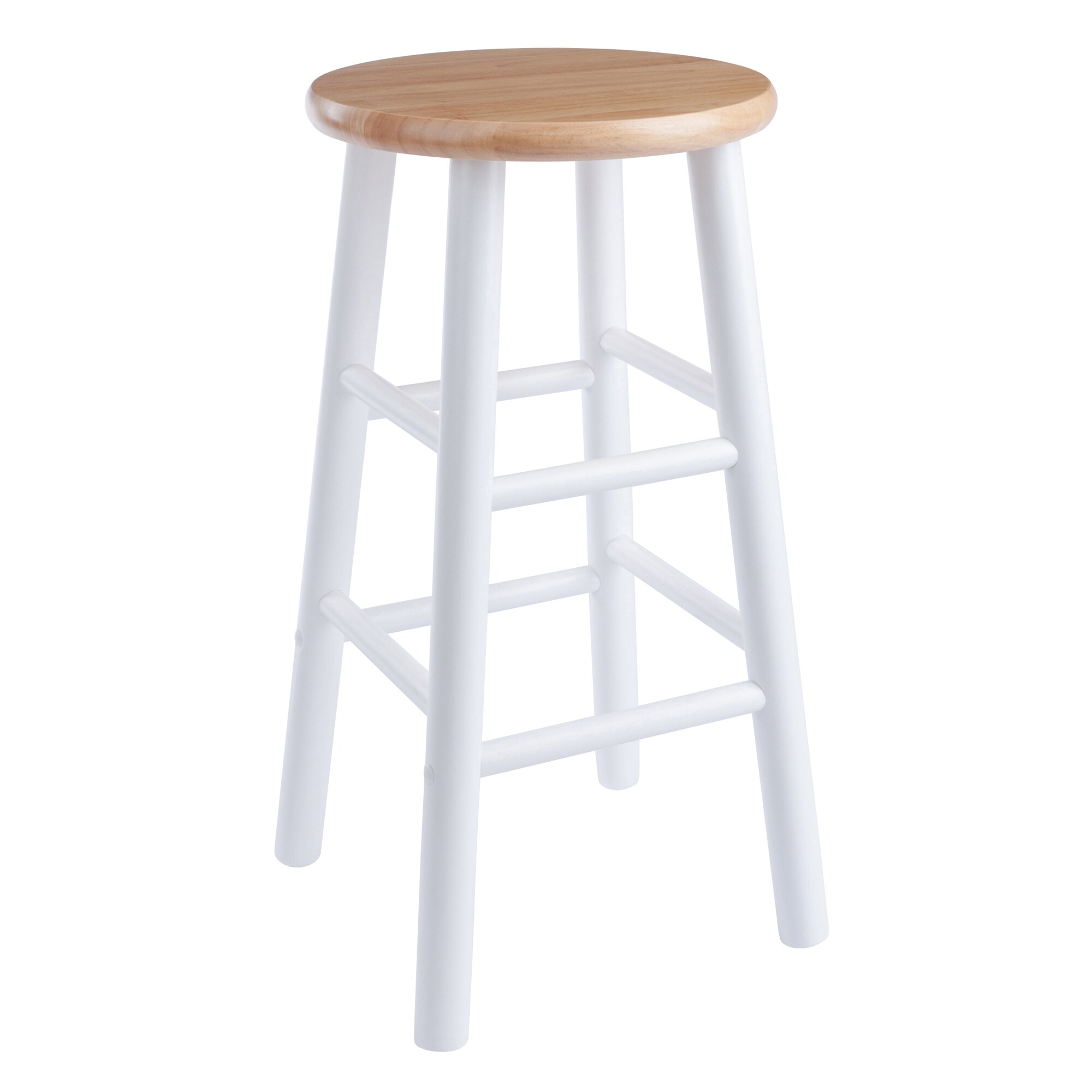 Winsome Huxton Natural & White Solid Wood Counter Stools, Set of 2