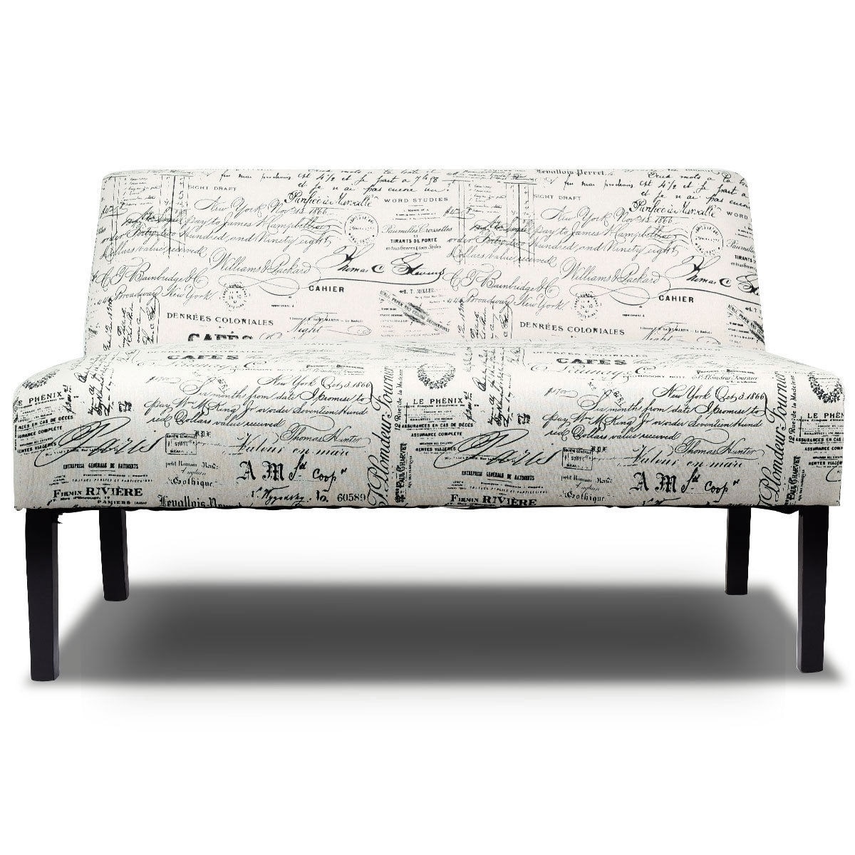 WELLFOR HW-HWY2-65965HS CY Loveseat Sofa 50-Inches Modern White and Black 2 -seater Loveseat