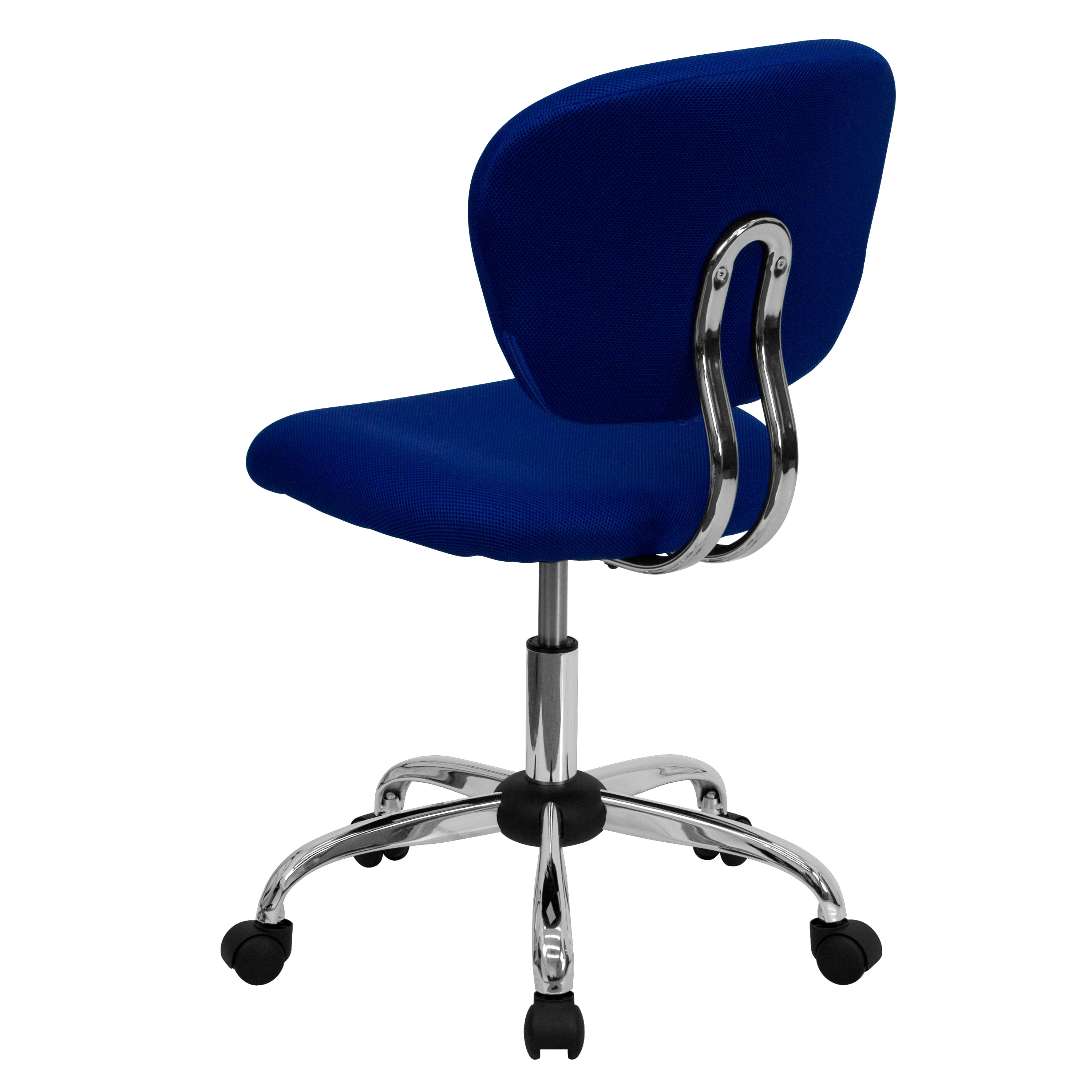 Blue Mesh Mid-Back Swivel Task Chair with Chrome Base