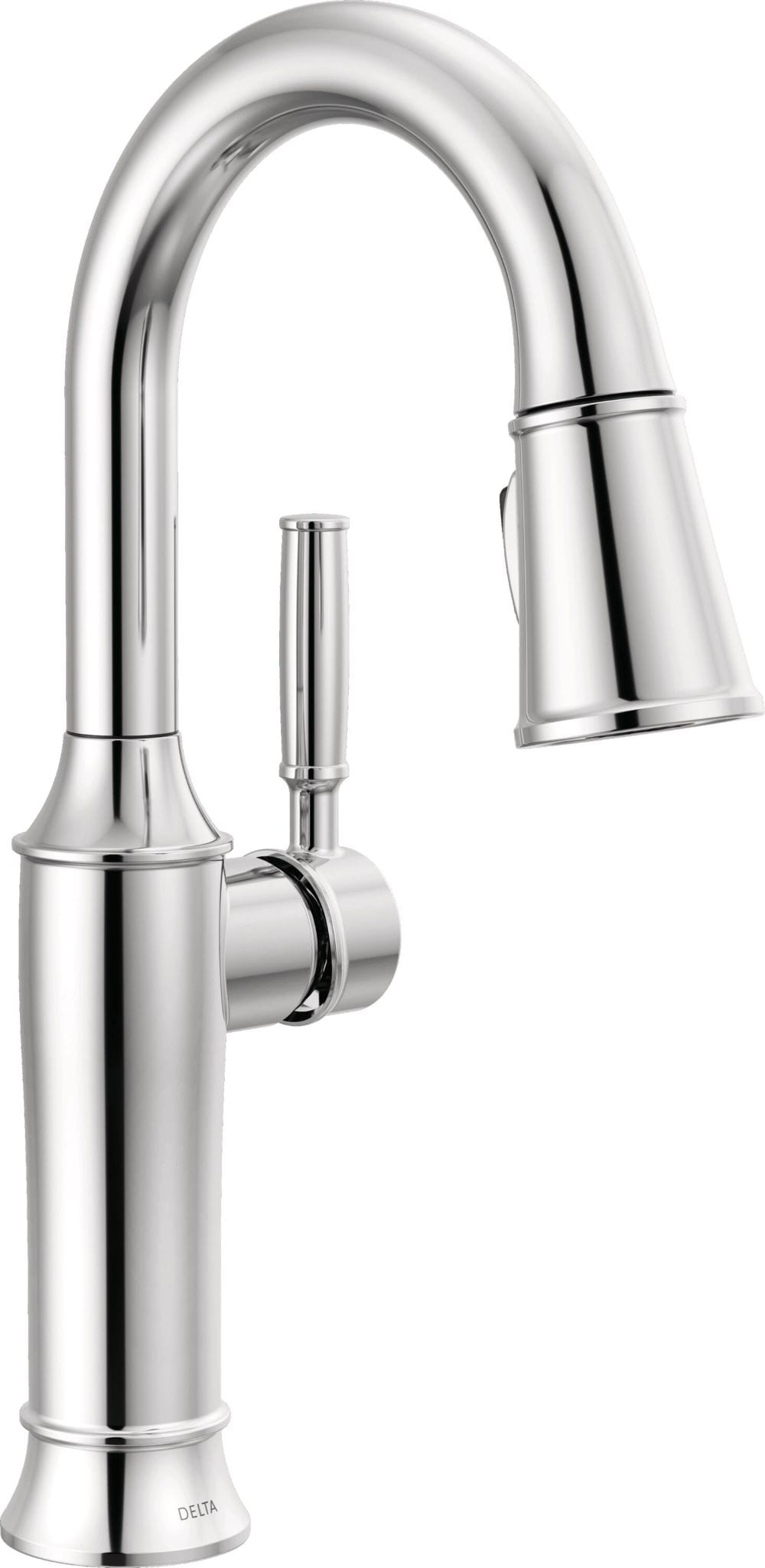 Delta 9984-PR-DST Renaldi Lumicoat Chrome Single Handle Deck-mount Bar and Prep Kitchen Faucet with Sprayer