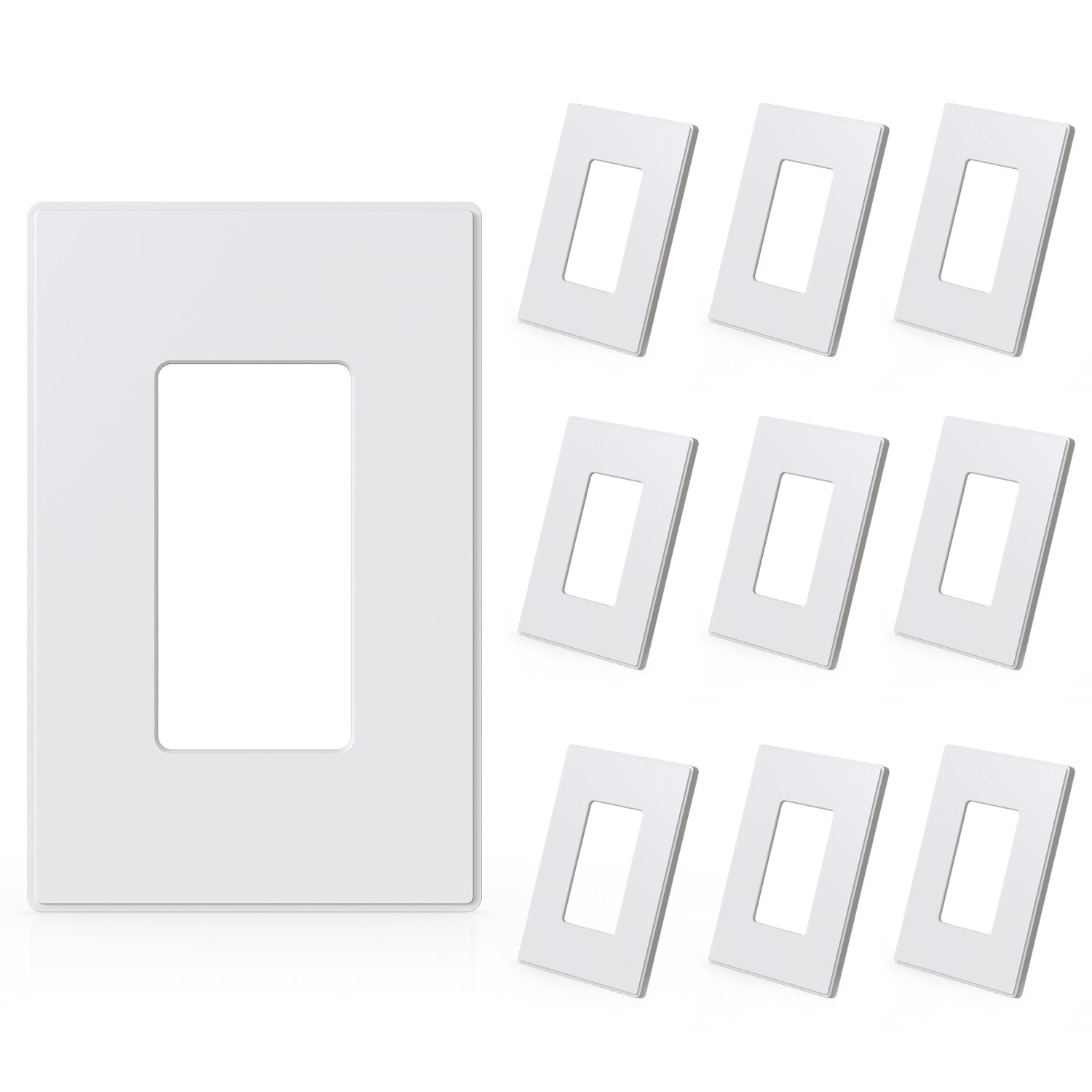 ELEGRP 1-Gang Screwless Decorative Wall Plate Unbreakable Thermoplastic Faceplate UL Listed 10-Pack White #3031GM-WH10