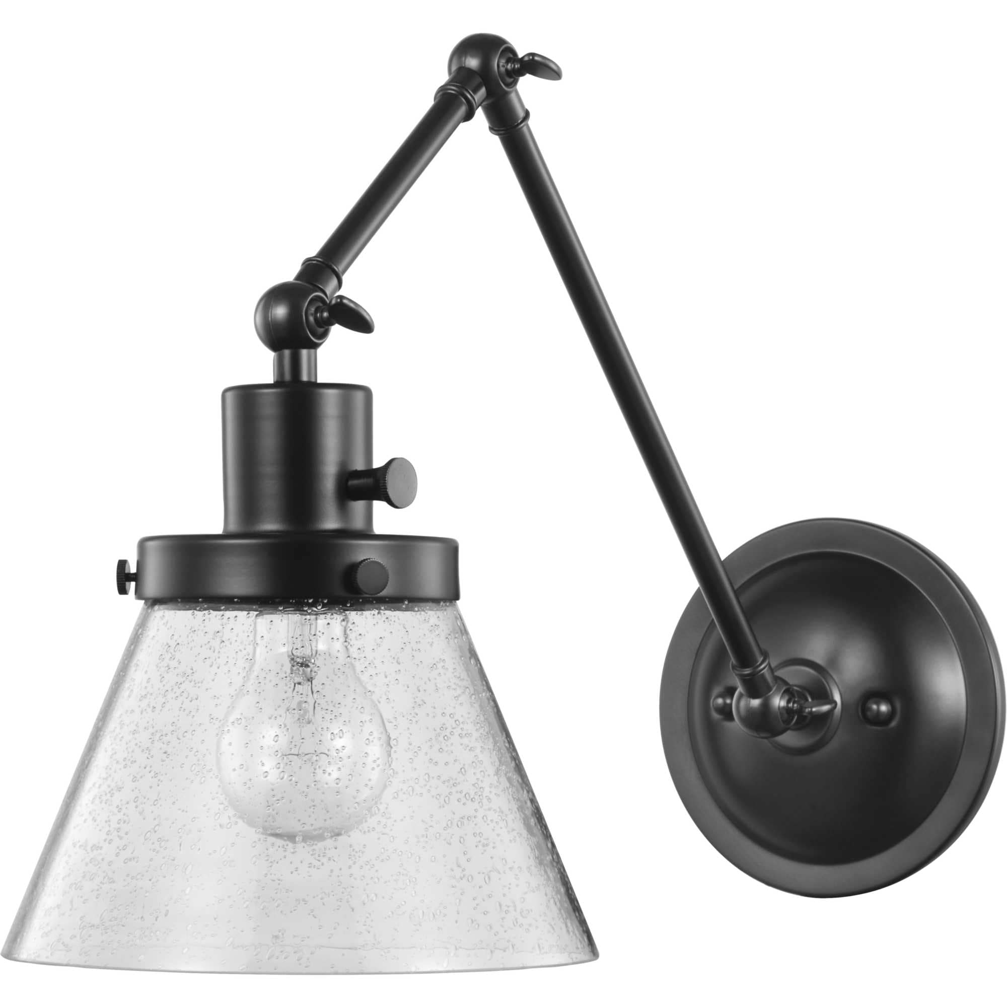 Progress Lighting P710094-031 Hinton 8-in W 1 -Light Black Coastal Wall Sconce