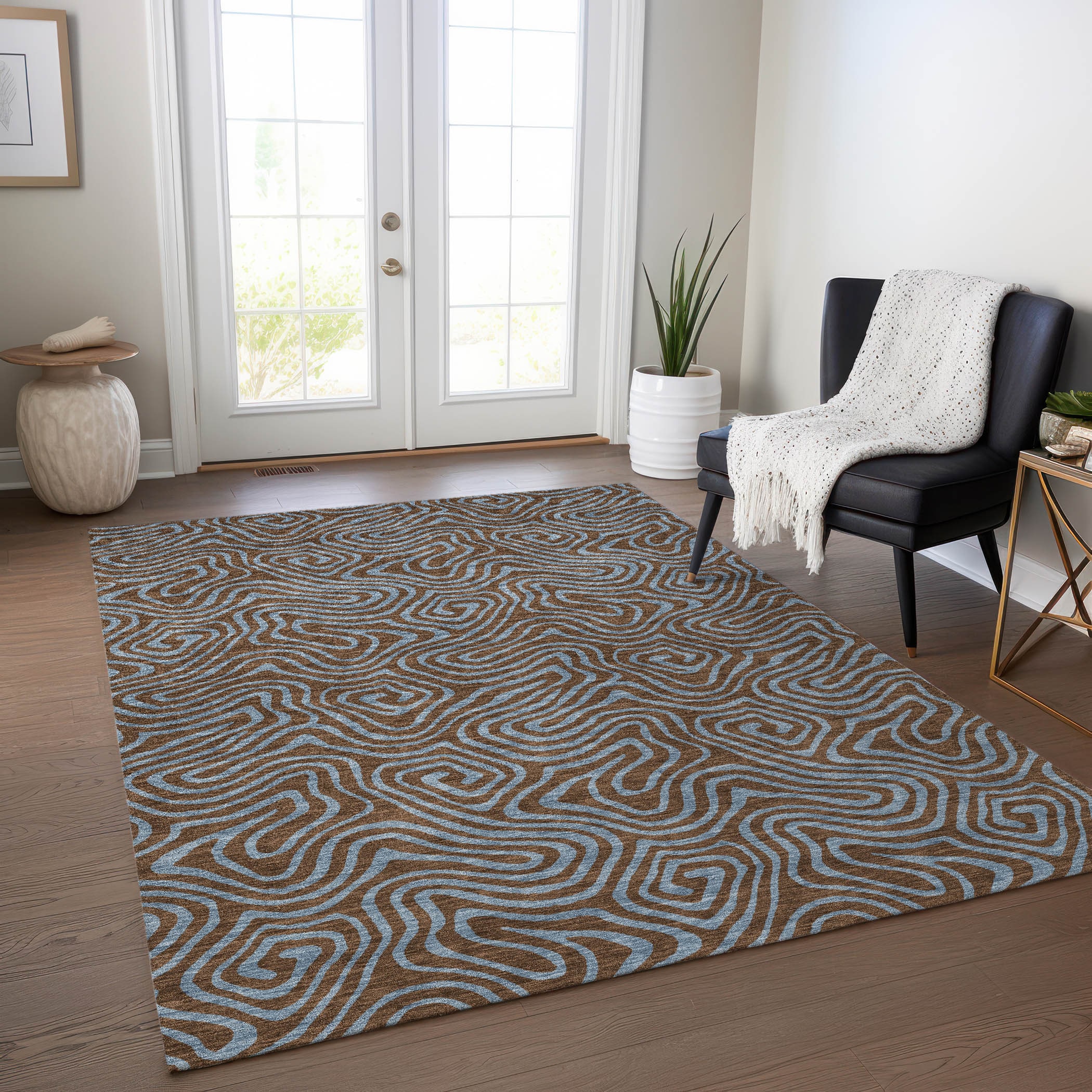 Addison Rugs ACN1031BR10X14 Chantille ACN1031BR 10 x 14 (ft) Polyester Brown Rectangular Indoor/Outdoor Geometric Machine washable Area rug