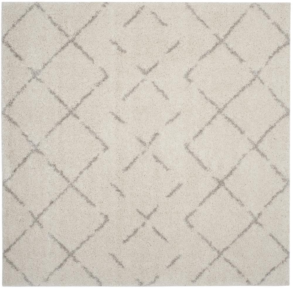 Safavieh ASG743A-7SQ Arizona Myra Shag 7 x 7 (ft) Loomed Polypropylene Ivory/Beige Square Indoor Trellis Moroccan Area rug