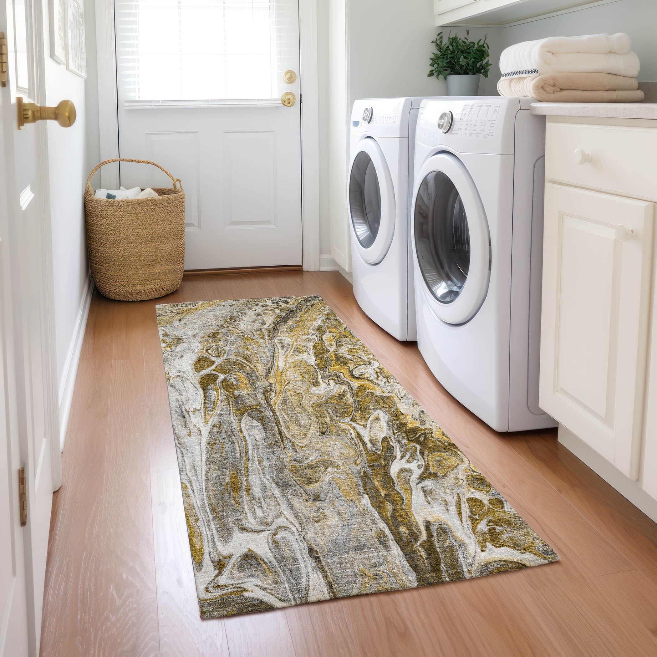 Addison Rugs ACN602BR2X8 Chantille ACN602BR 2 x 7 (ft) Polyester Brown Rectangular Indoor/Outdoor Abstract Machine washable Runner rug