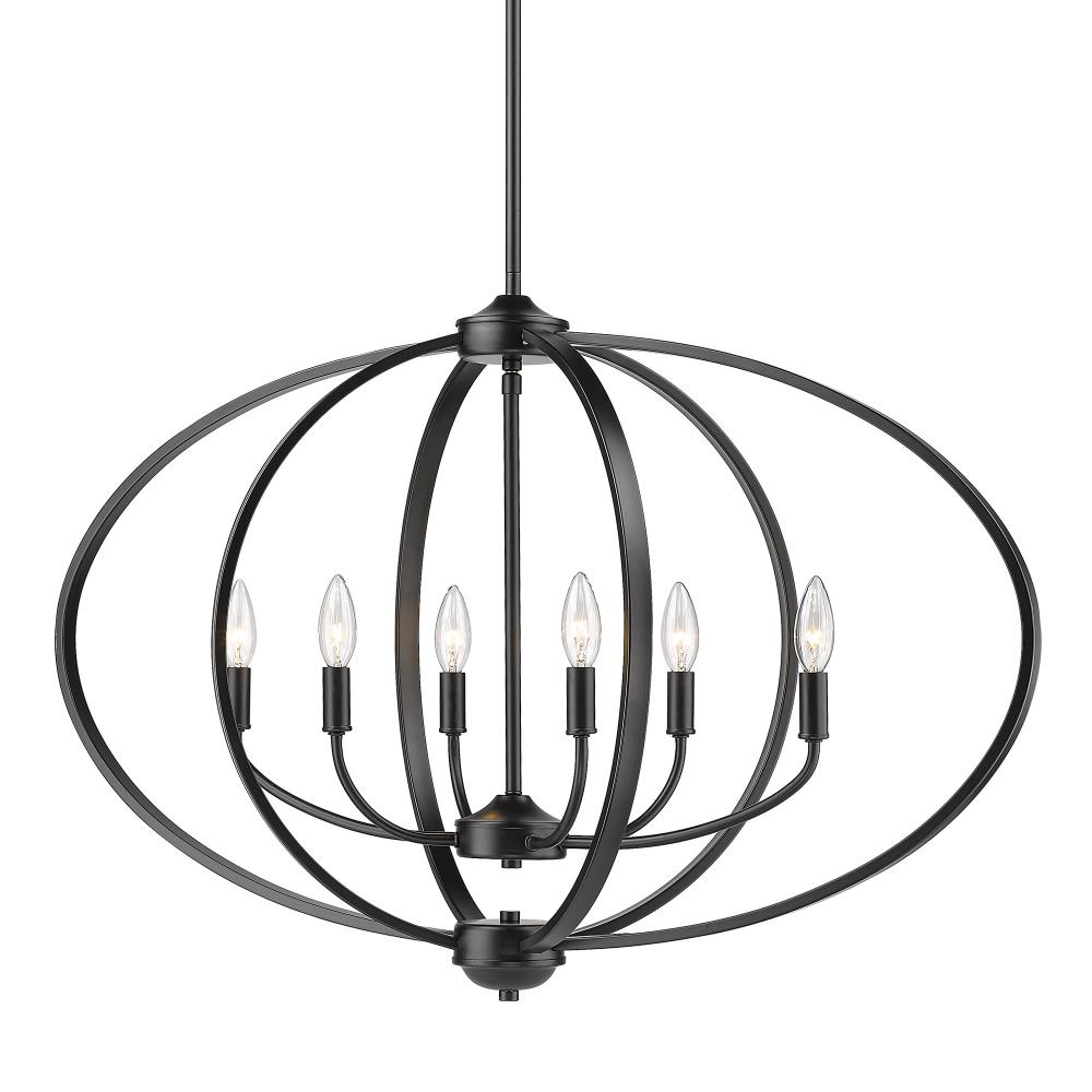 Transitional Matte Black 6-Light Industrial Linear Pendant