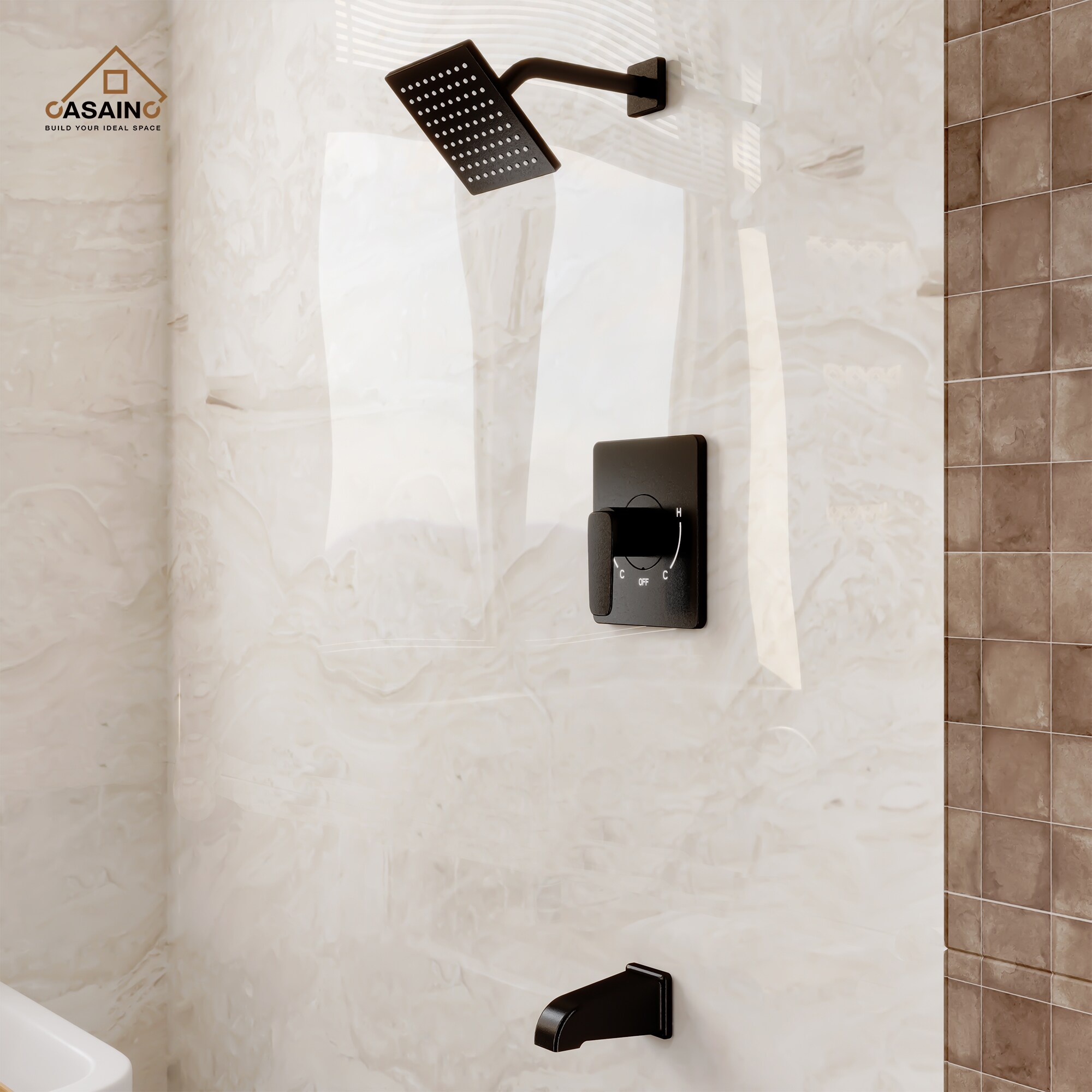 CASAINC KCHS0023MB Showerhead-Bar-Panels - View #3
