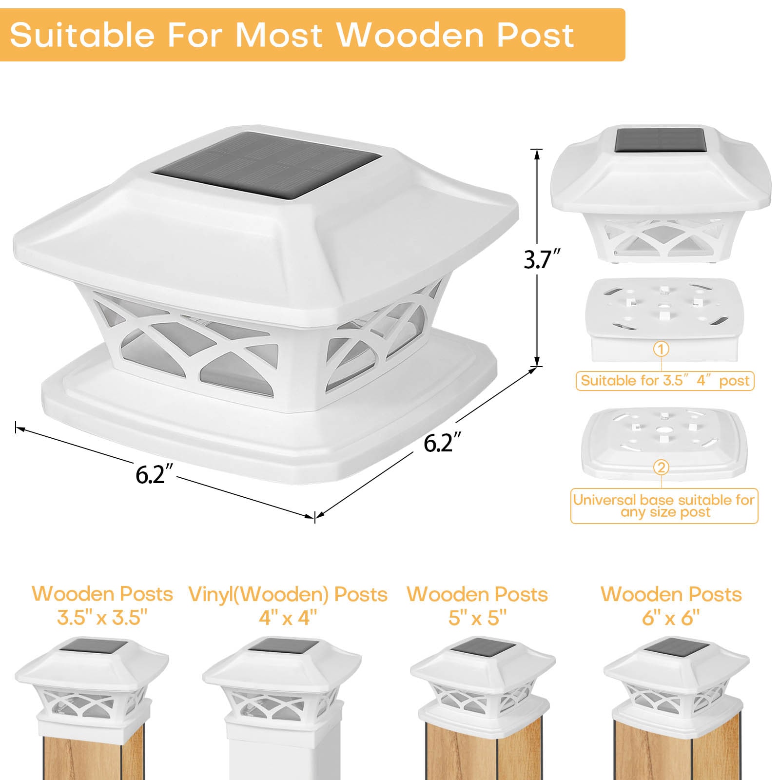 LamQee 5Lumen 1Watt White Low Voltage Solar Outdoor Deck Light (4000