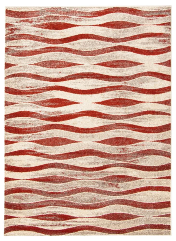 ECARPETGALLERY 345725 Neela 5 x 7 (ft) Loomed Polypropylene Ivory/Red Rectangular Indoor Abstract Mid-Century Modern Area rug