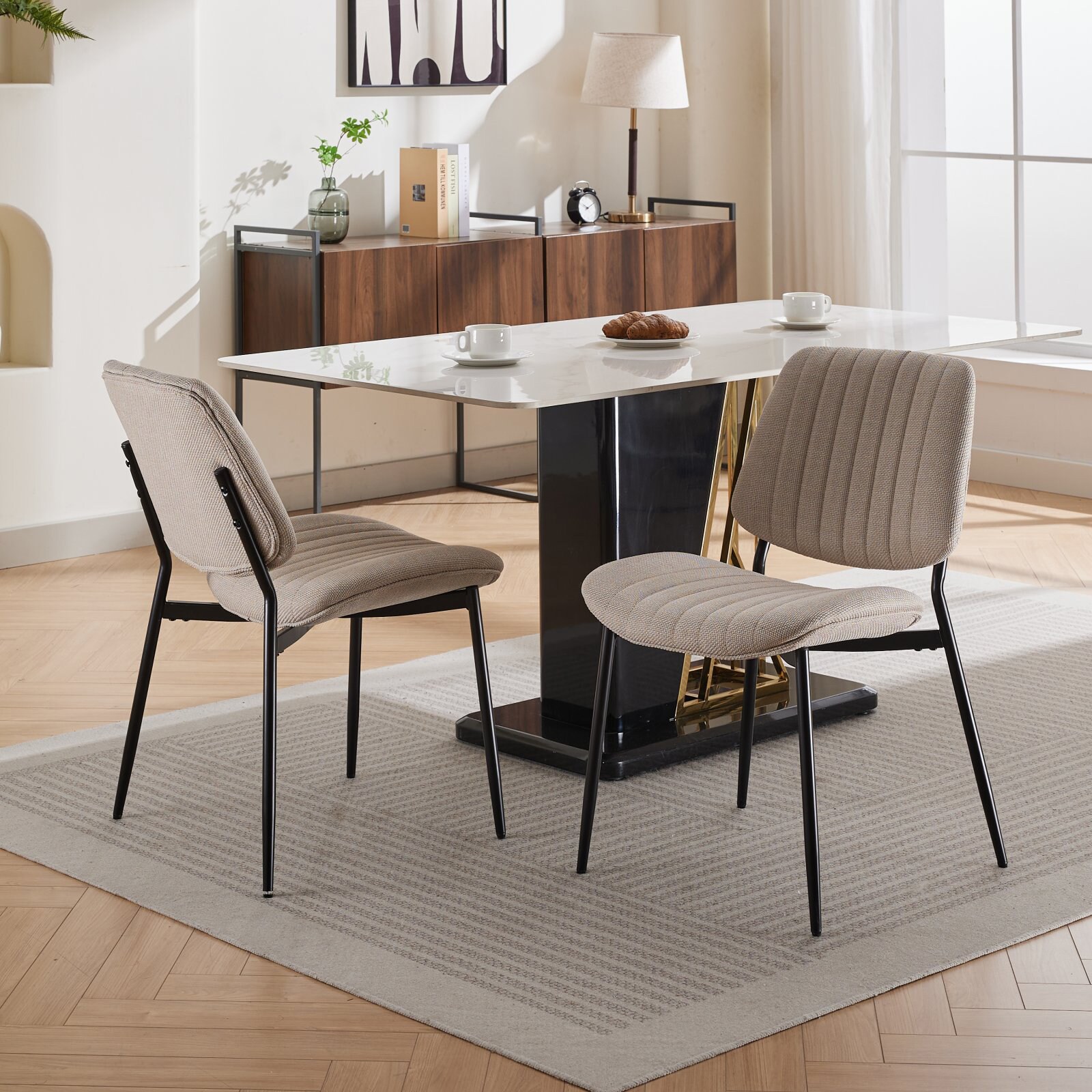 Hrinhom HC-N7017-BEIGE LINEN Dining-Chairs - View #3