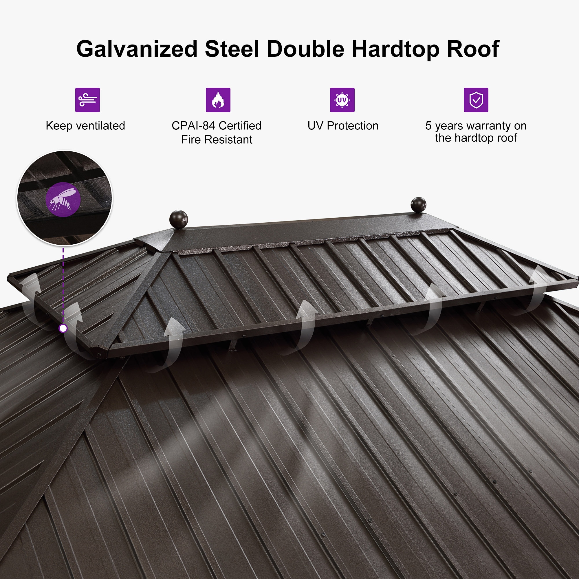 PURPLE LEAF LSMHS1216NB-H Wood-Resin-Gazebos - View #9