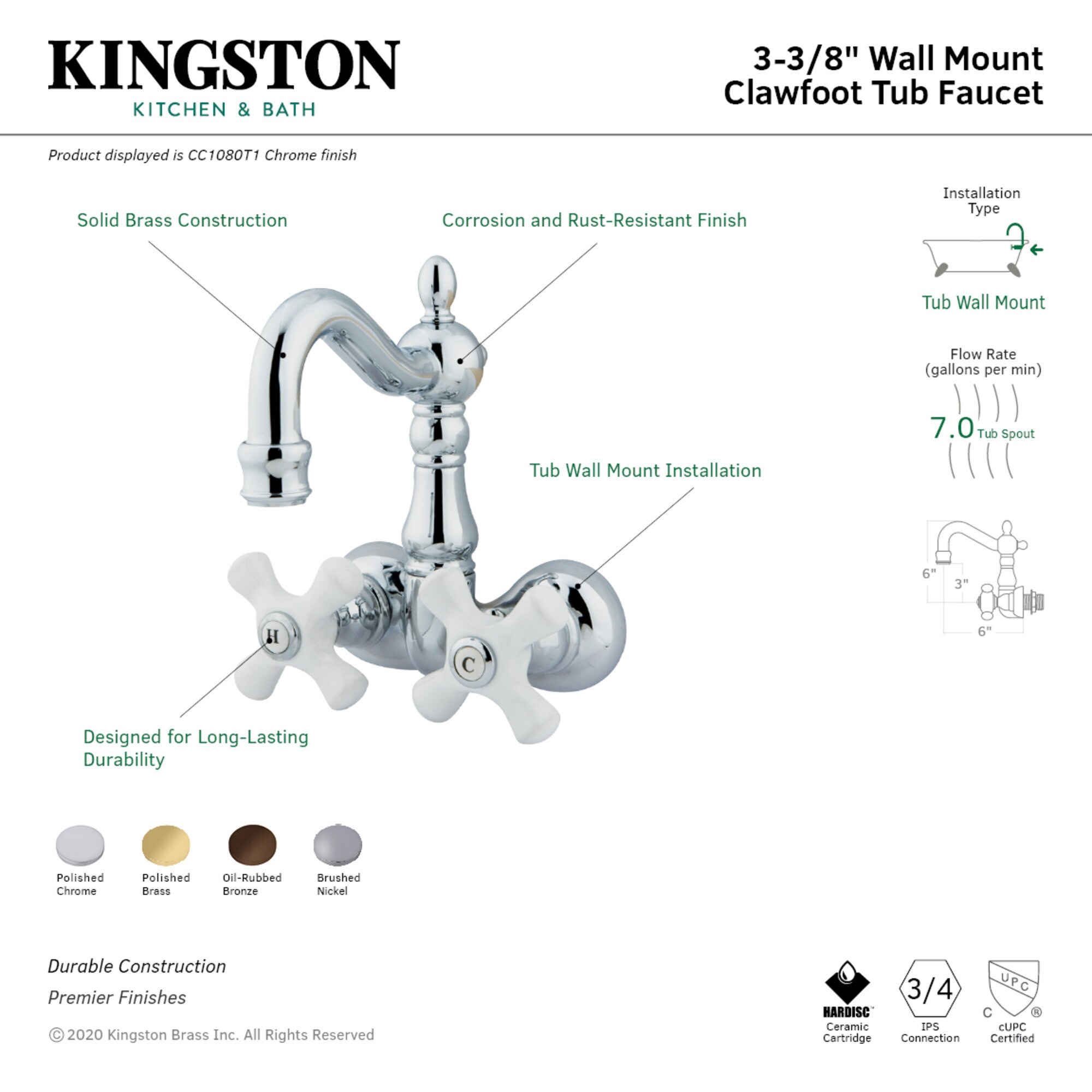 Kingston Brass WLCC1079T5 Roman-Tub-Faucets - View #2