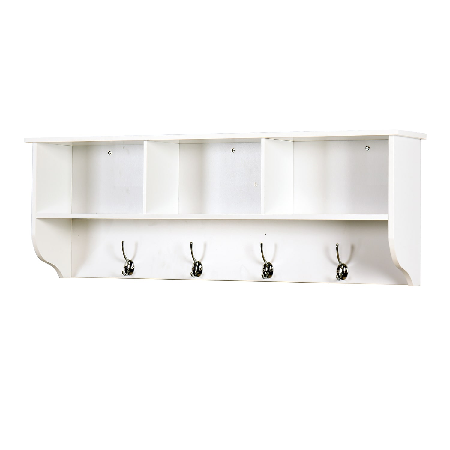 Mondawe Contemporary White Wall-Mounted Coat Rack with 4 Hooks and 3  Compartments in the Coat Racks & Stands department at