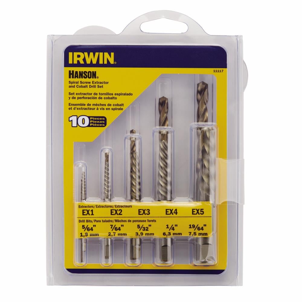 USA #11119 Irwin Hansen 10pc Spiral Extractor & Left Hand Cobalt Drill Bit Set 