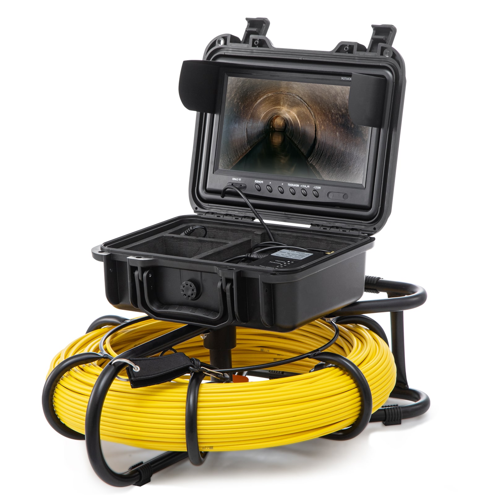 SVOPES SVOPESJLKXSGD02358V1 Sewer Camera 120 m/393 ft 9in Screen Pipeline Inspection Camera with DVR Waterproof IP68 12 Adjustable LEDs 16 GB SD Card for Sewer Lines Home Duct and Drain Pipe Inspections