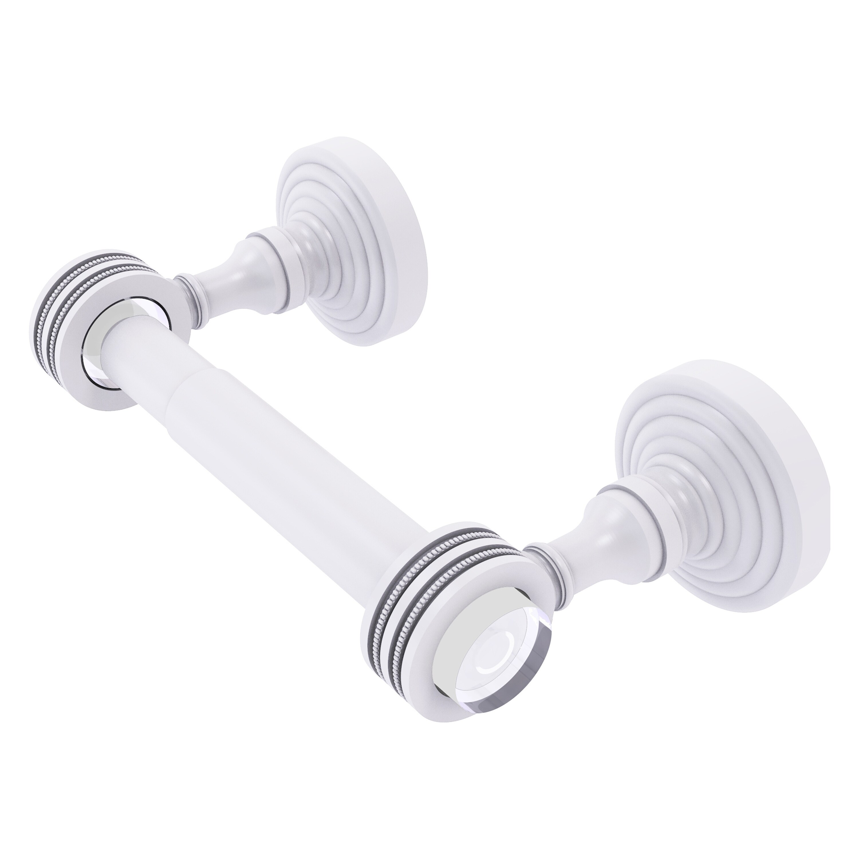 Allied Brass PG-24D-WHM Pacific Grove Matte White Wall mount Double post Toilet Paper Holder 1 -Rolls with Storage