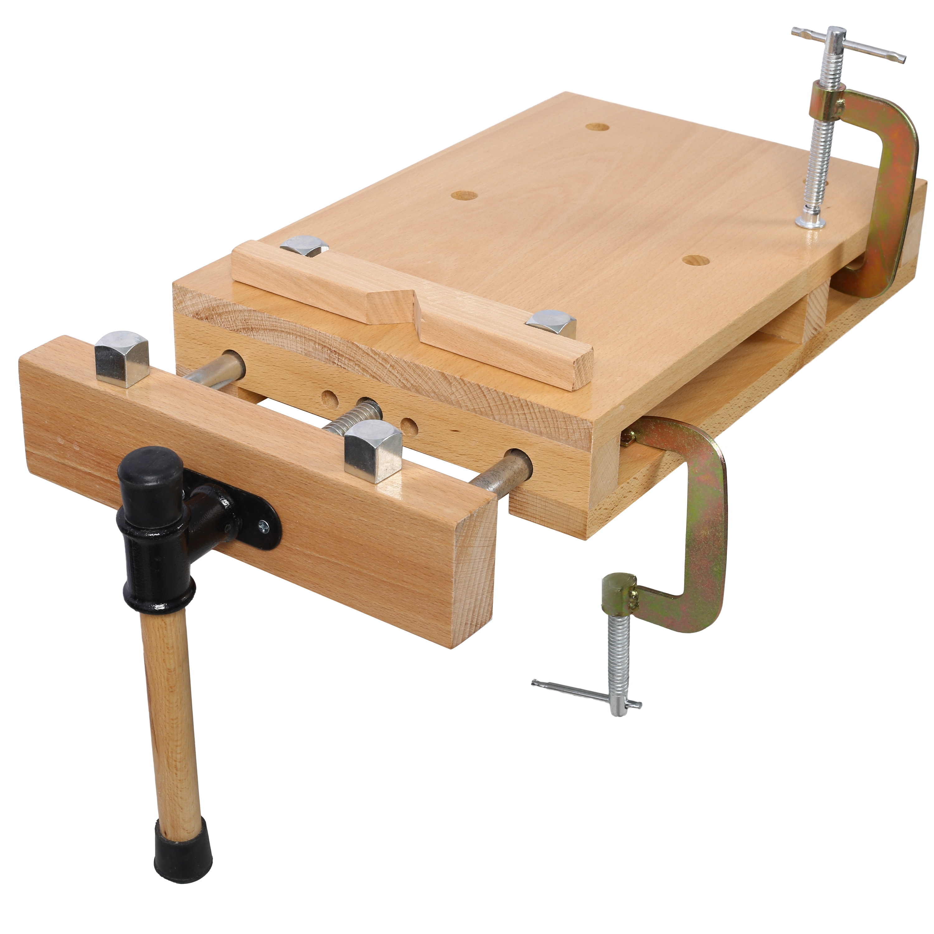 Siavonce XH210780 Woodworking Bench Vise Portable Hard Wood Workbench with 2 G-Type Fixing Clips 4 Limit Blocks Quick-Release Handle Work Benches for Wood Processing