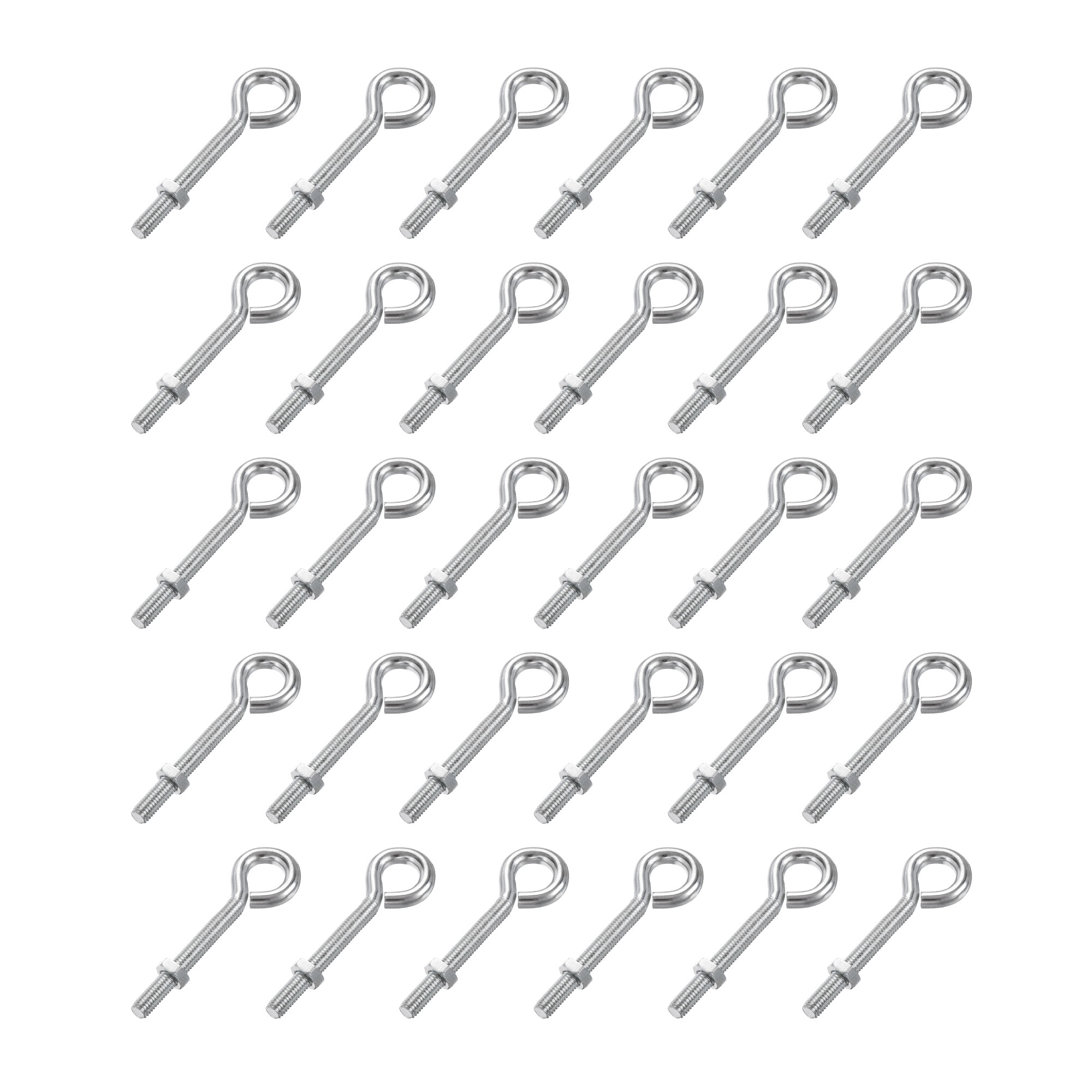 Unique Bargains M5x40mm Eye Hooks Screws Bolts Kit 30pcs Carbon Steel Hanger Eyelet Hooks Screw with Hex Nuts for Metal Hook Wood Terminal Ring Hooks #S25072800UX9816