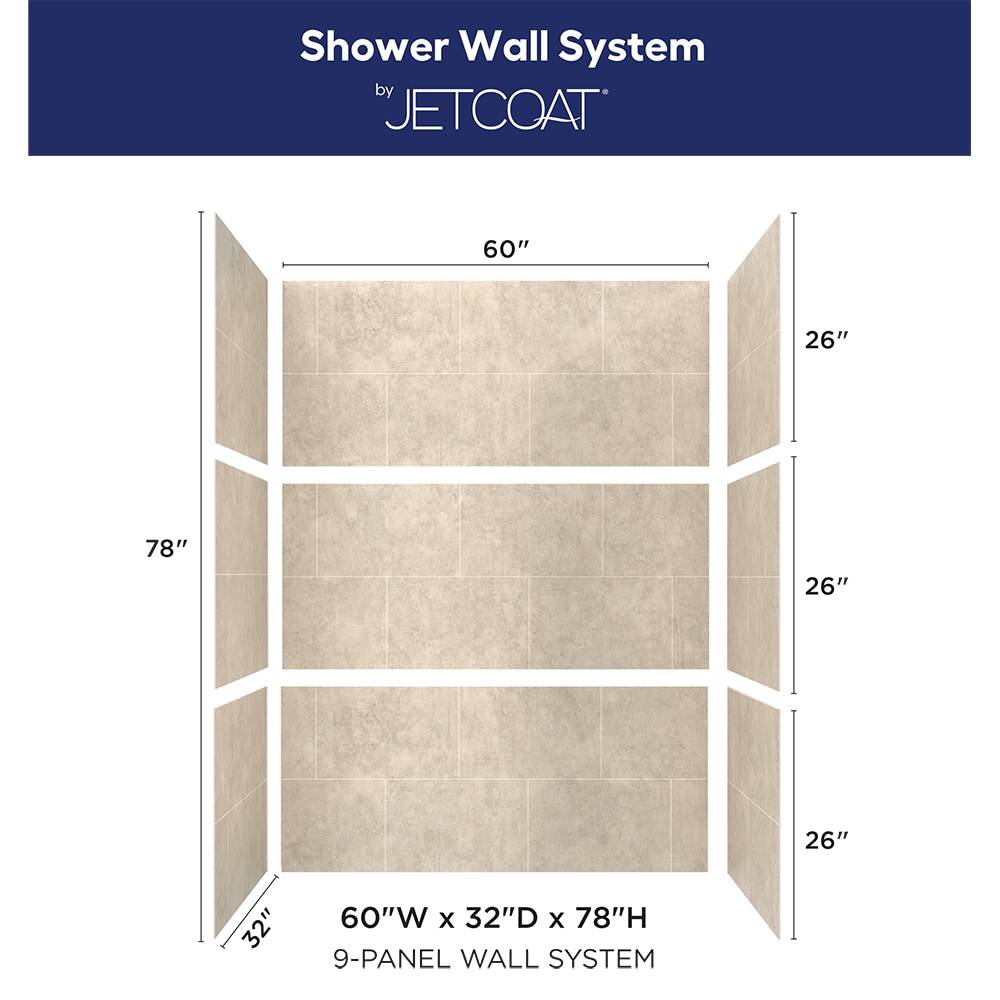 Jetcoat® 60 x 32 x 78 Five Panel Shower Wall System - CRAFT + MAIN