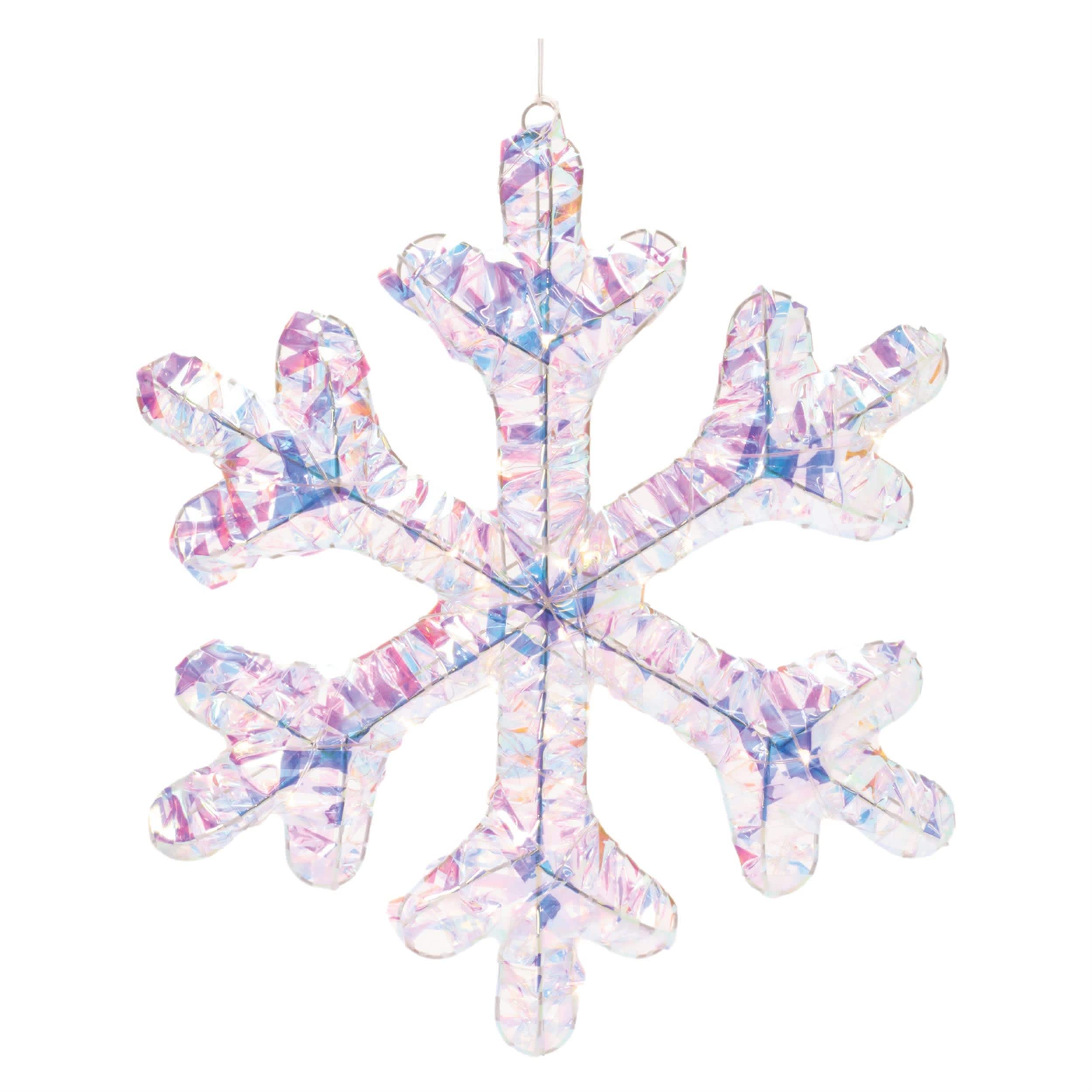 Melrose International 94609DS Iridescent LED Hanging Snowflake (Set of 2)