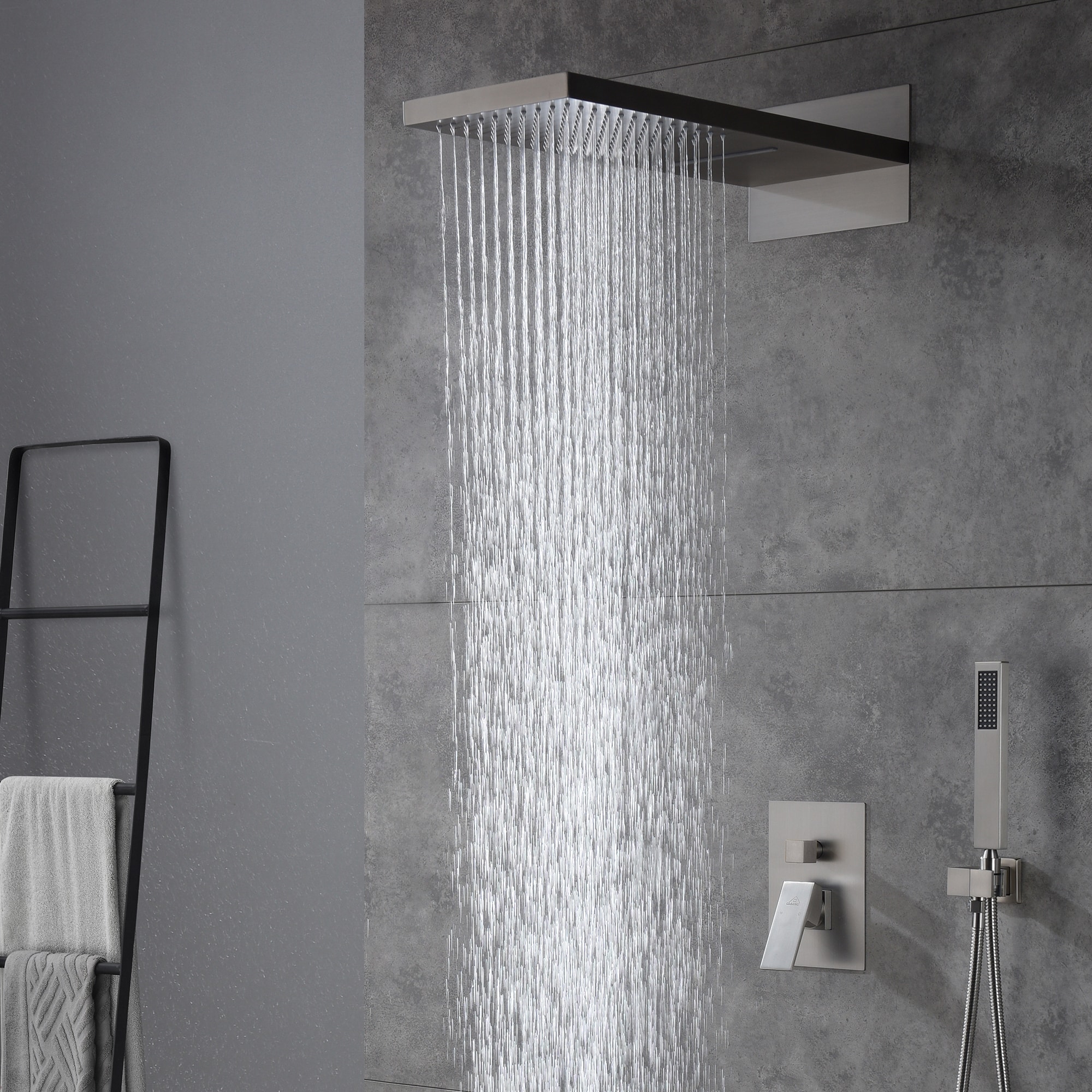 CASAINC Brush Nickel 22-in Waterfall Dual Head Built-In Shower Faucet ...