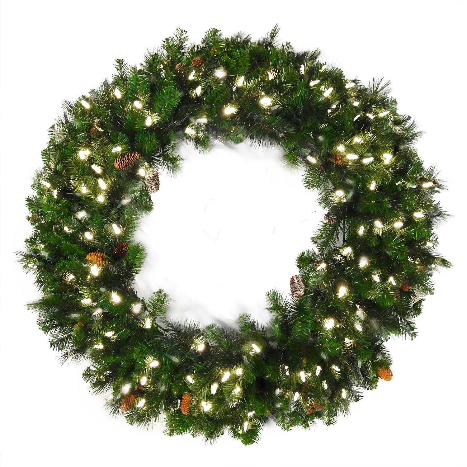 Holidynamics Holiday Lighting Solut CU 59010 CW 72-in Pre-lit Indoor/Outdoor Green Fir Artificial Christmas Wreath