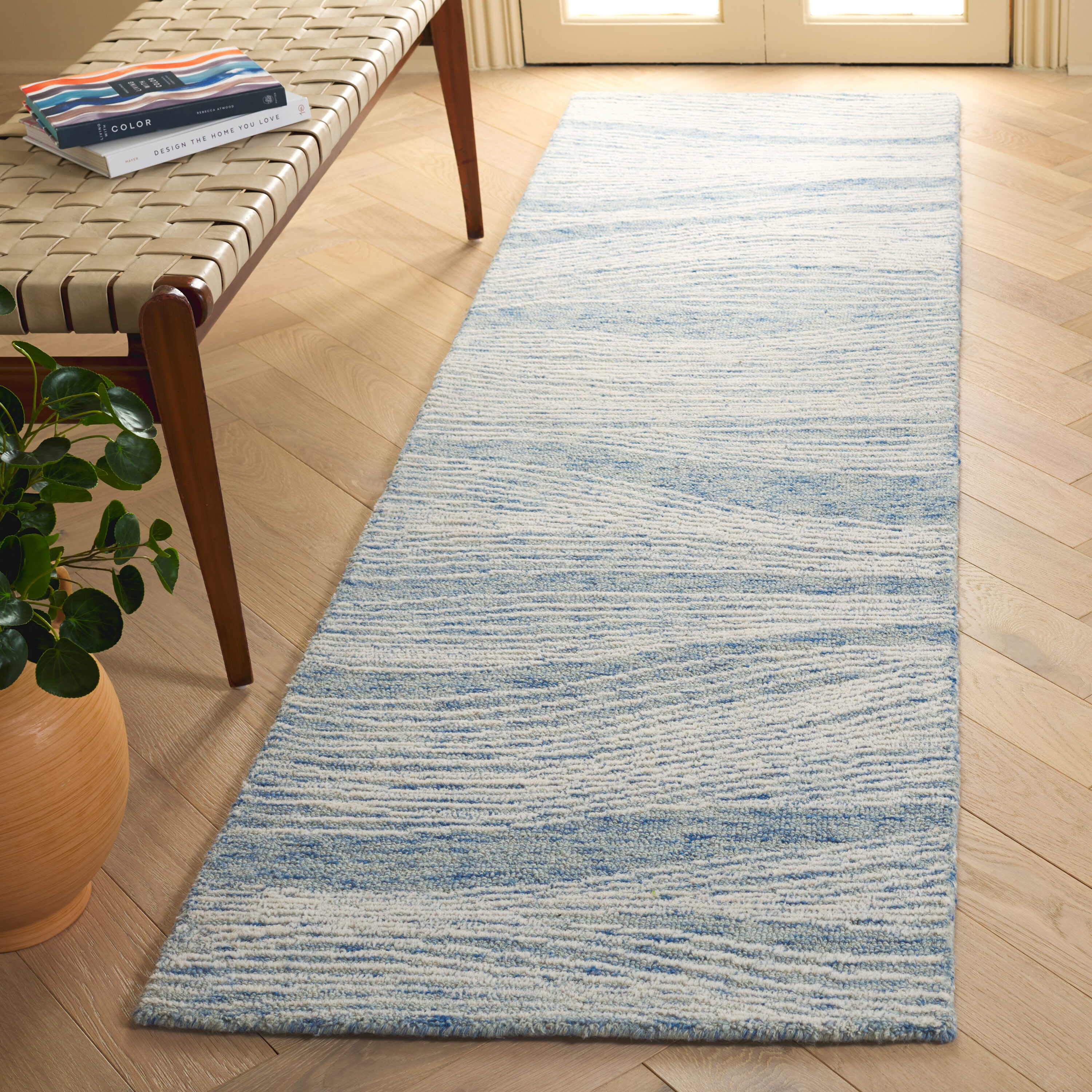  Metro 995 Blue/Ivory Modern Contemporary 2ft-3in x 8ft Runner Rug