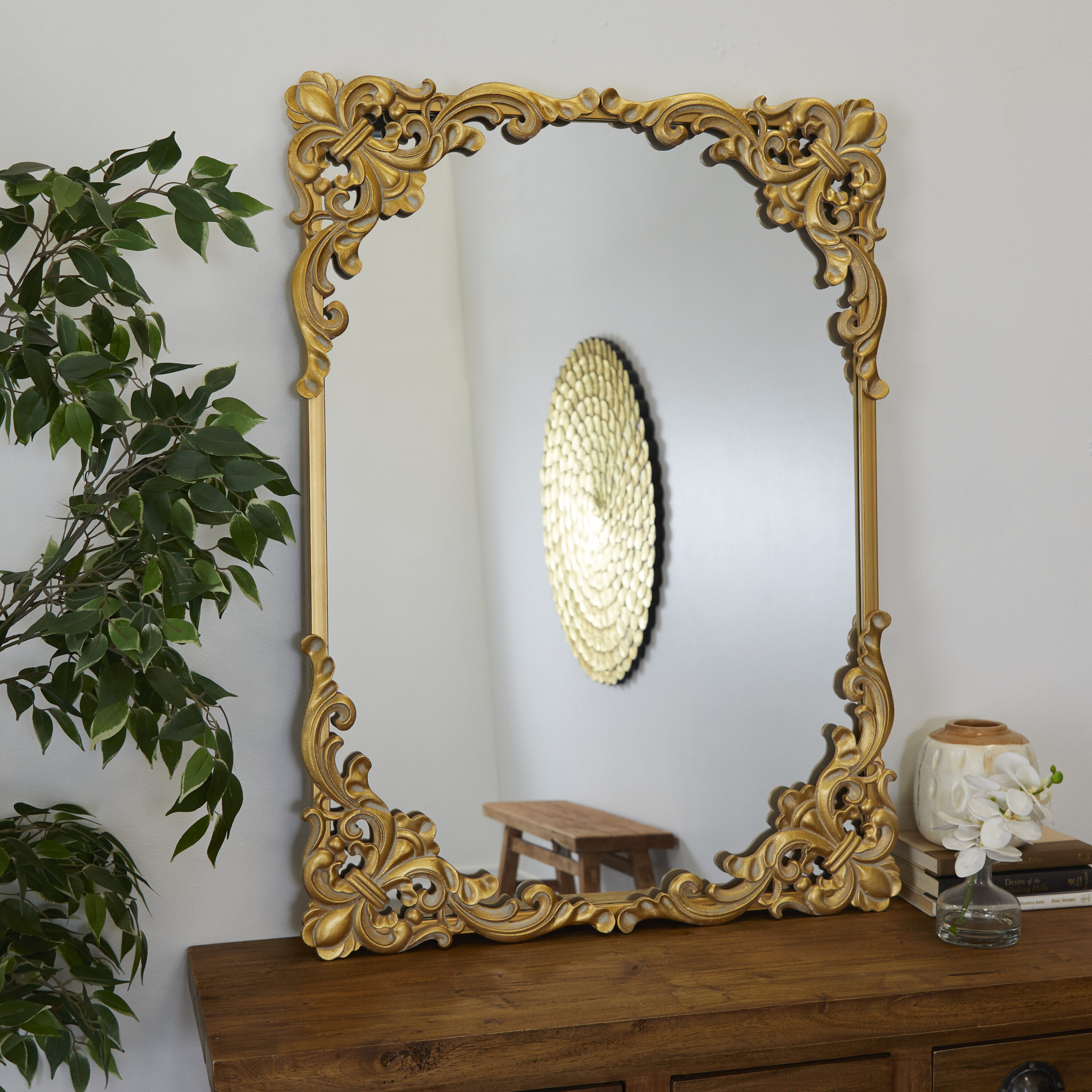 Gold Hollow Carving Mirror Sticker Furniture Modified Acrylic
