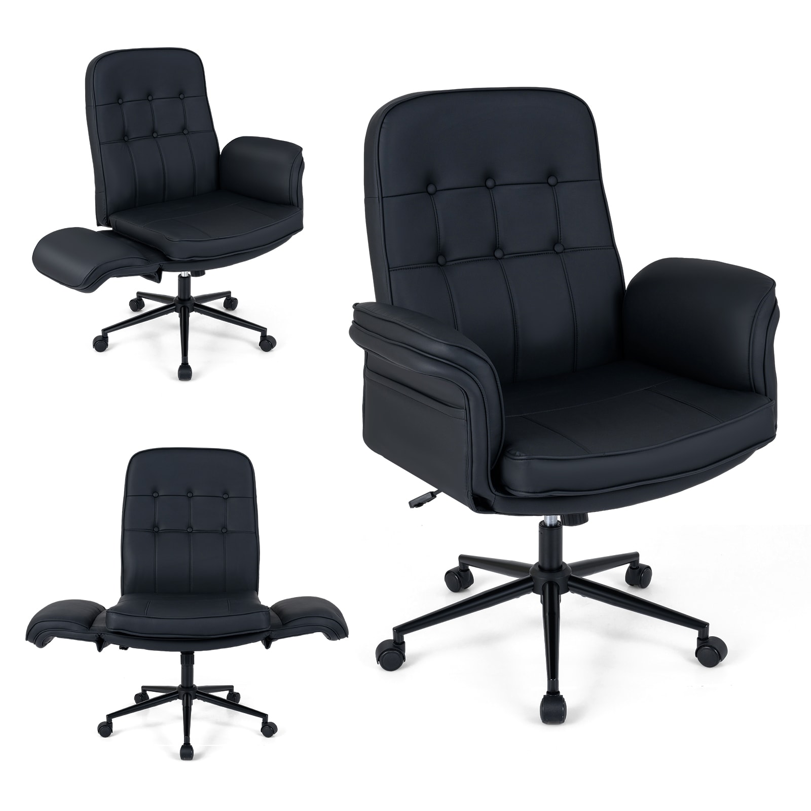 Costway  Criss Cross Chair Adjustable Swivel Vanity Chair with 5-Position Armrests