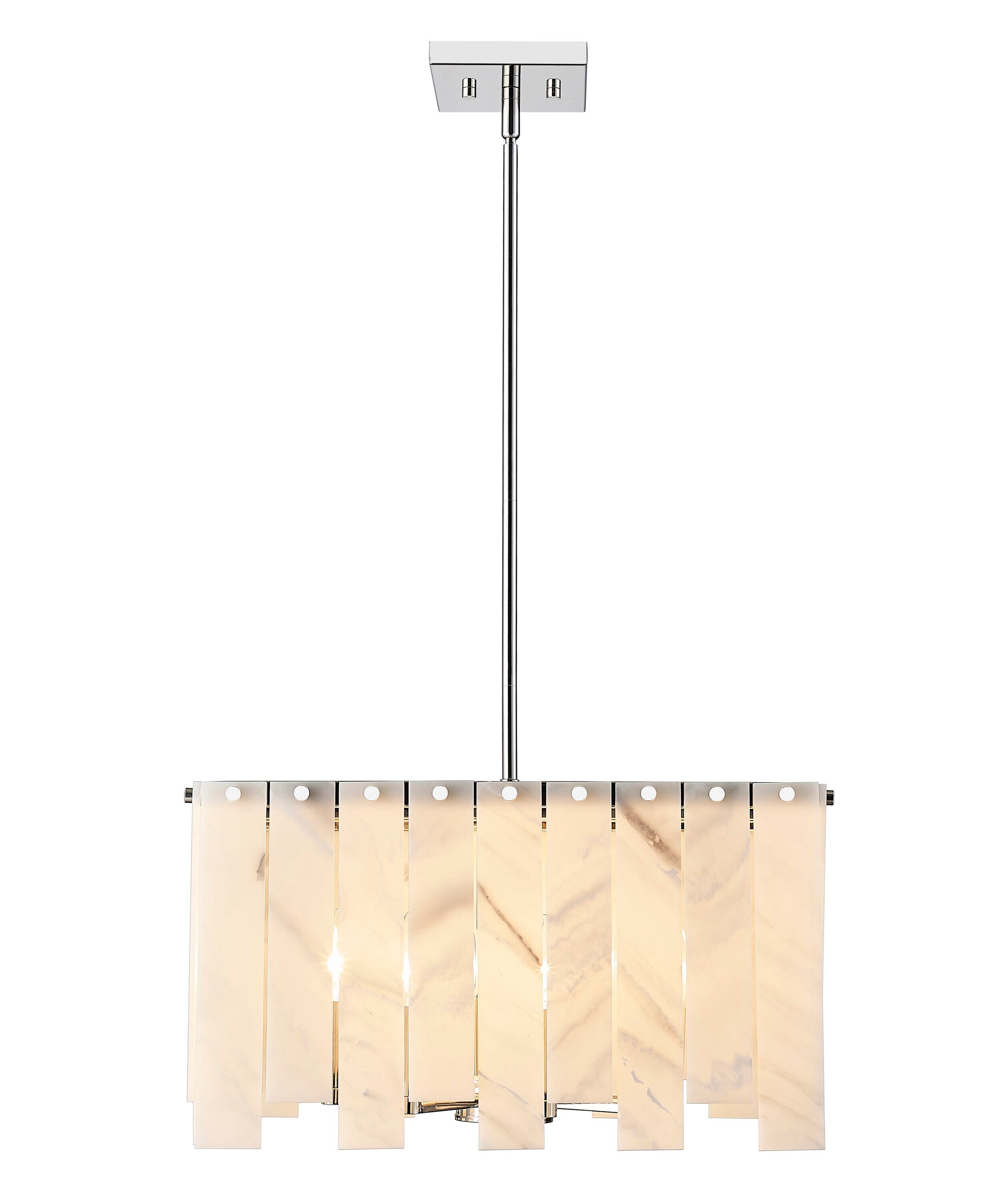 Viviana Art Deco 4-Light Polished Nickel & Glass Pendant