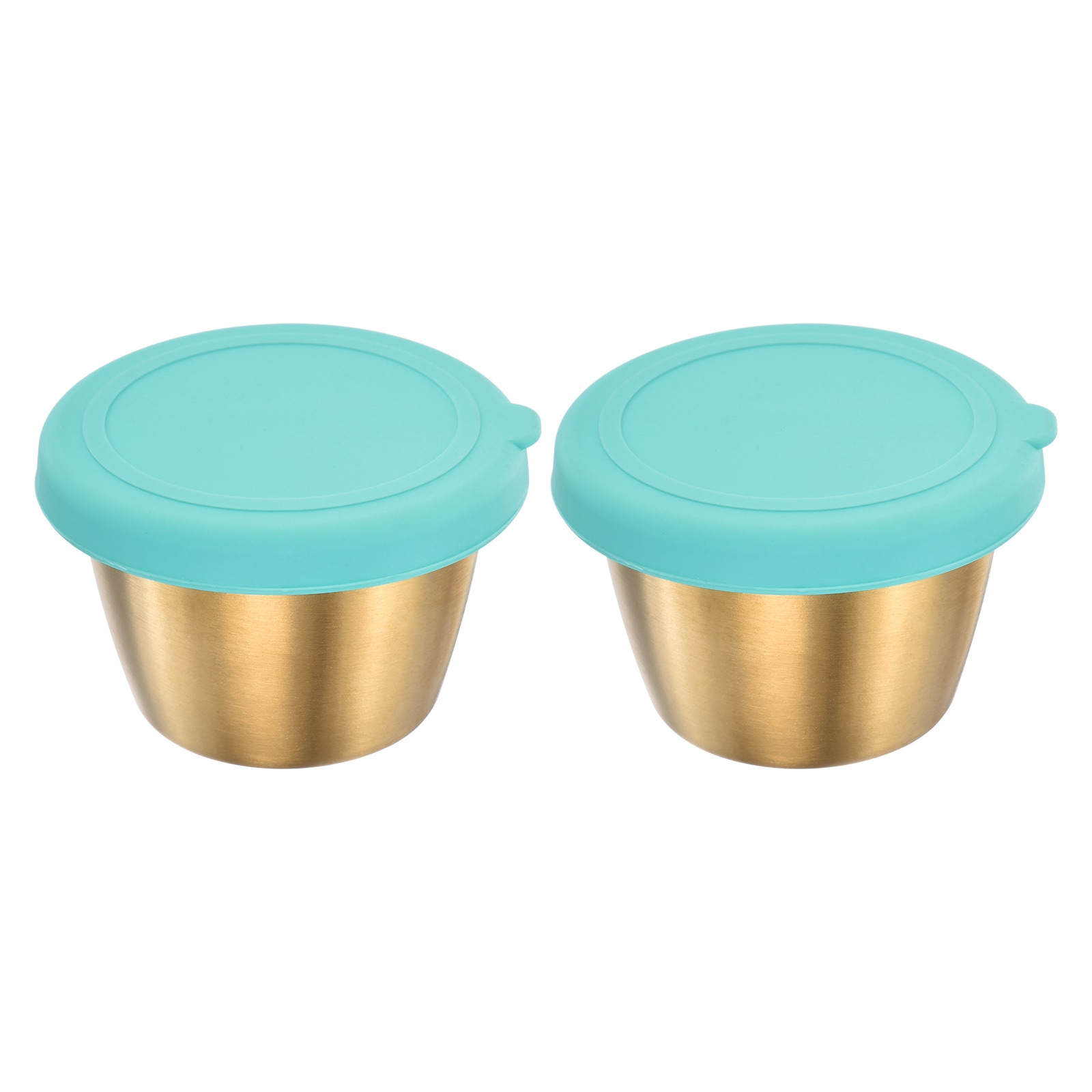 Unique Bargains 2pcs Stainless Steel Salad Dressing Container 2.4oz Small Condiment Containers with Lids for Lunch Bento Box Picnic and Travel Sky Blue #S25111000UX2053