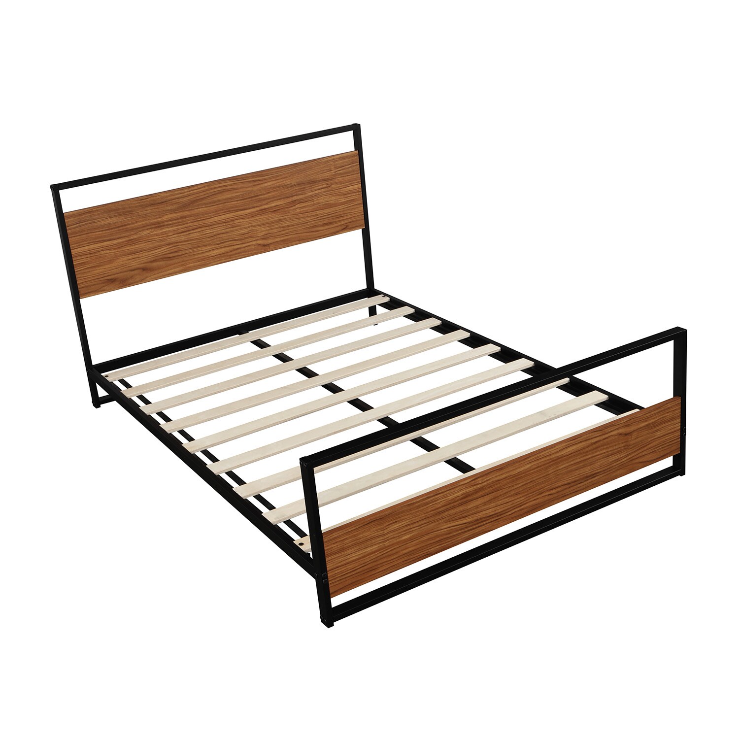 CASAINC LY-MF194807AAD Wood platform bed Black and Brown Full Metal Platform Bed