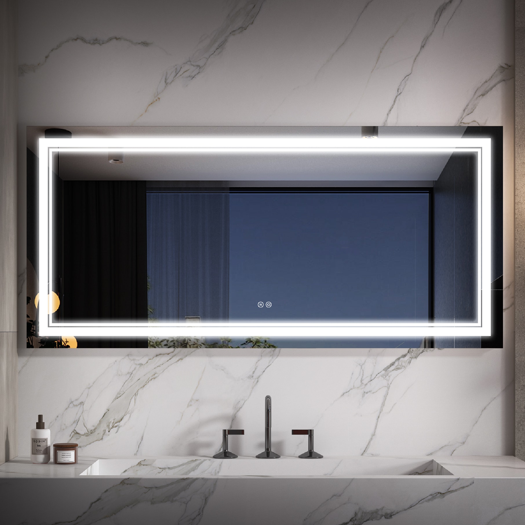 Forclover 60-in x 32-in Frameless Rectangle Dimmable LED