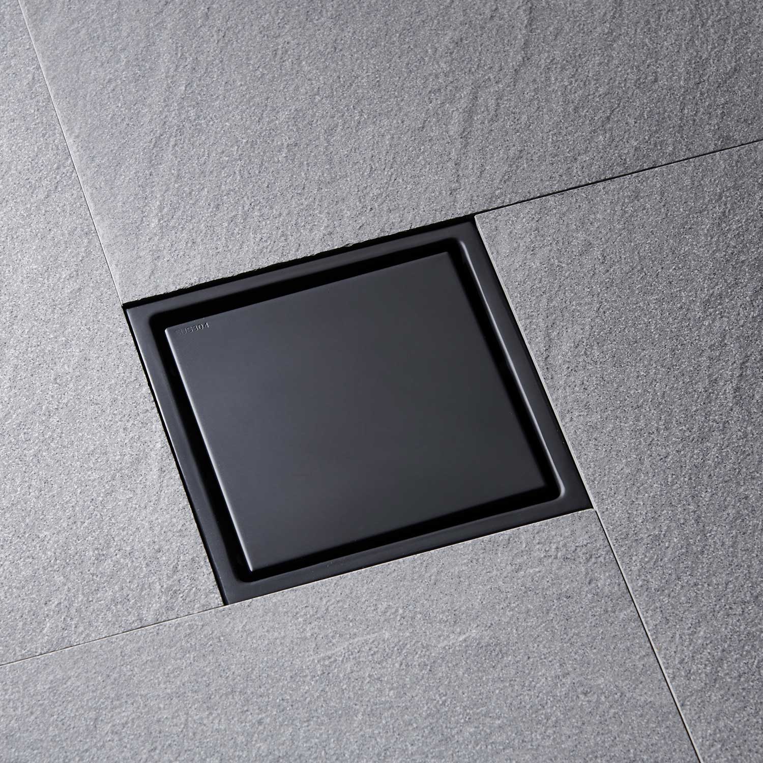 MYRYY - 6 inch Square Shower Floor Drain with Flange Base and 2 Inch Outlet in Matte Black