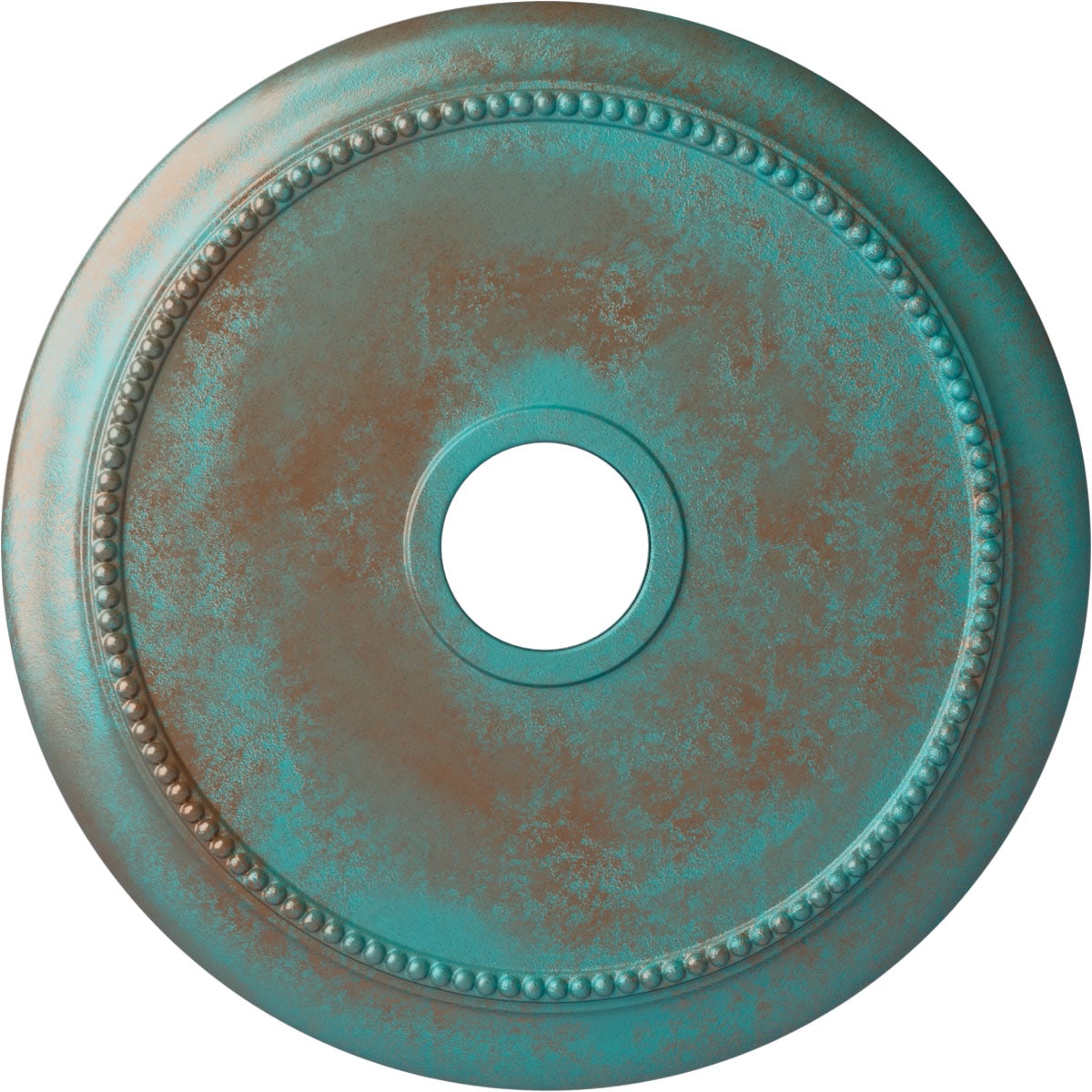 Ekena Millwork CM24CRCGS Crendon 24.125-in W x 24.125-in L Painted Copper Green Patina Polyurethane Whole Ceiling Medallion