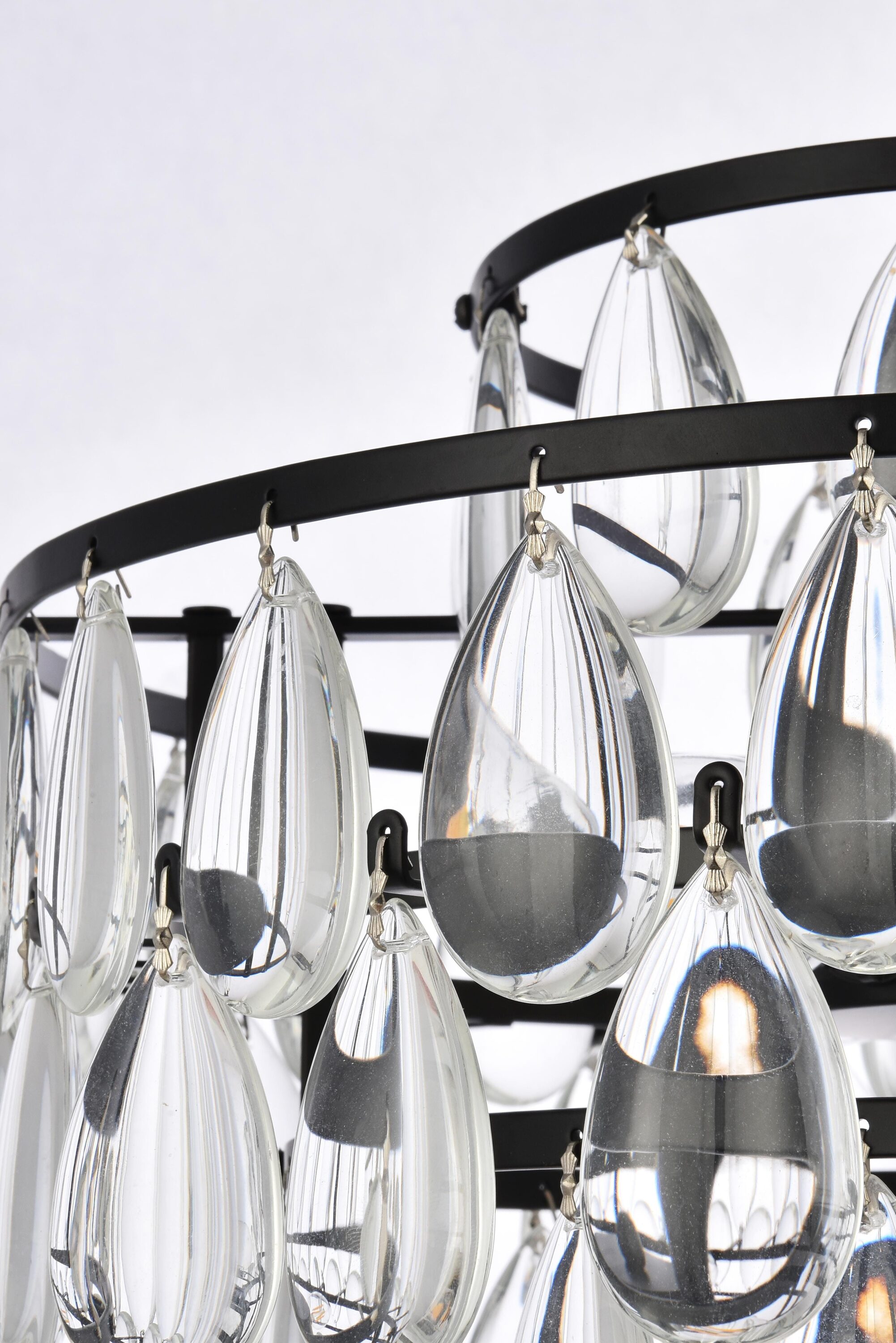 Mila Black Iron and Crystal Pendant Light with Adjustable Chain