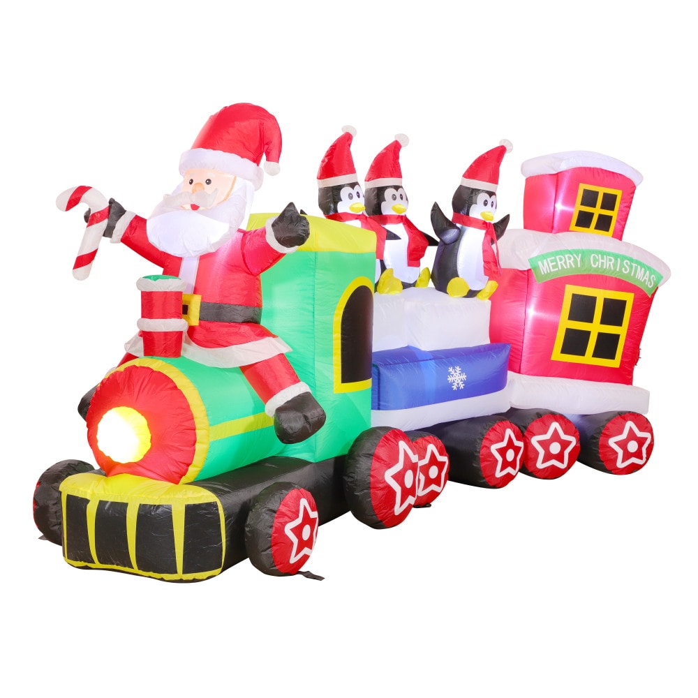 Puleo International YD3786LA 7-Feet Lighted Train Christmas Inflatable