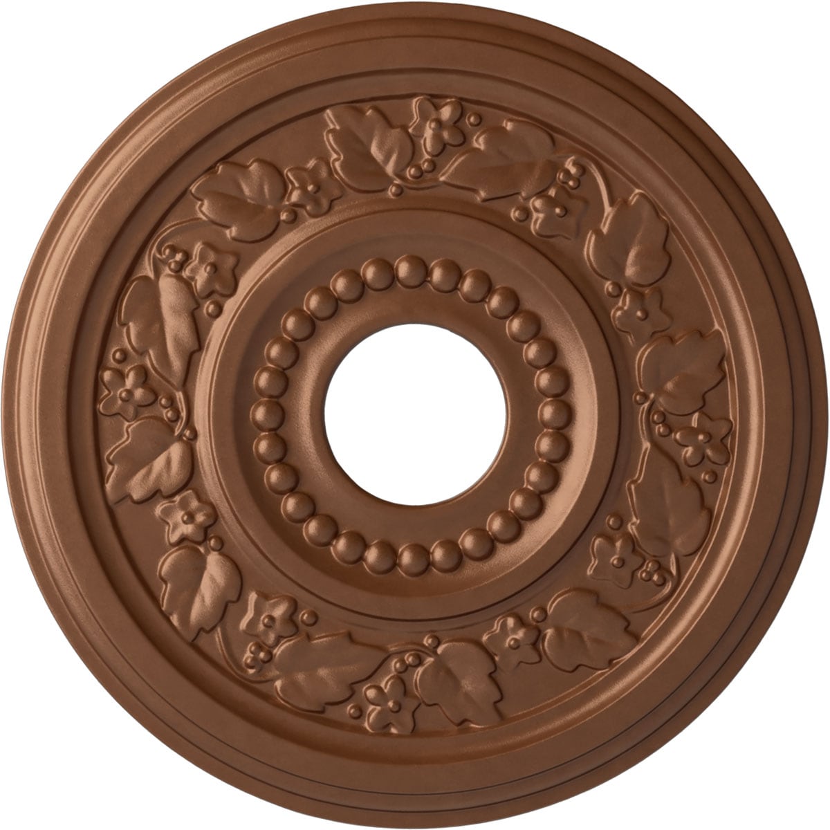 Ekena Millwork CM16GNPOS Genevieve 16.125-in W x 16.125-in L Painted Polished Copper Polyurethane Whole Ceiling Medallion