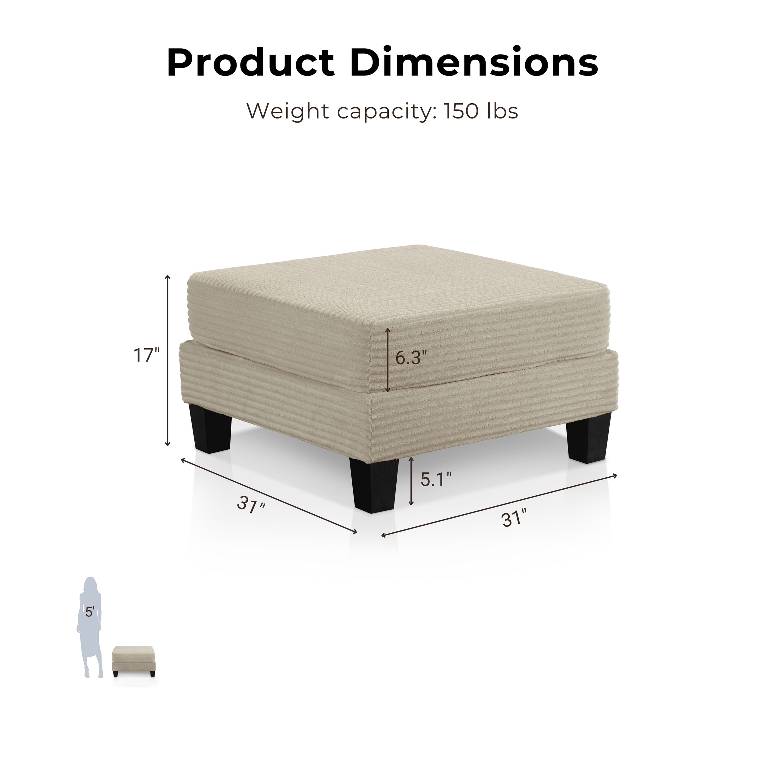 Furniture of America IDF-SL6932BG-OT Indoor-Ottomans - View #3
