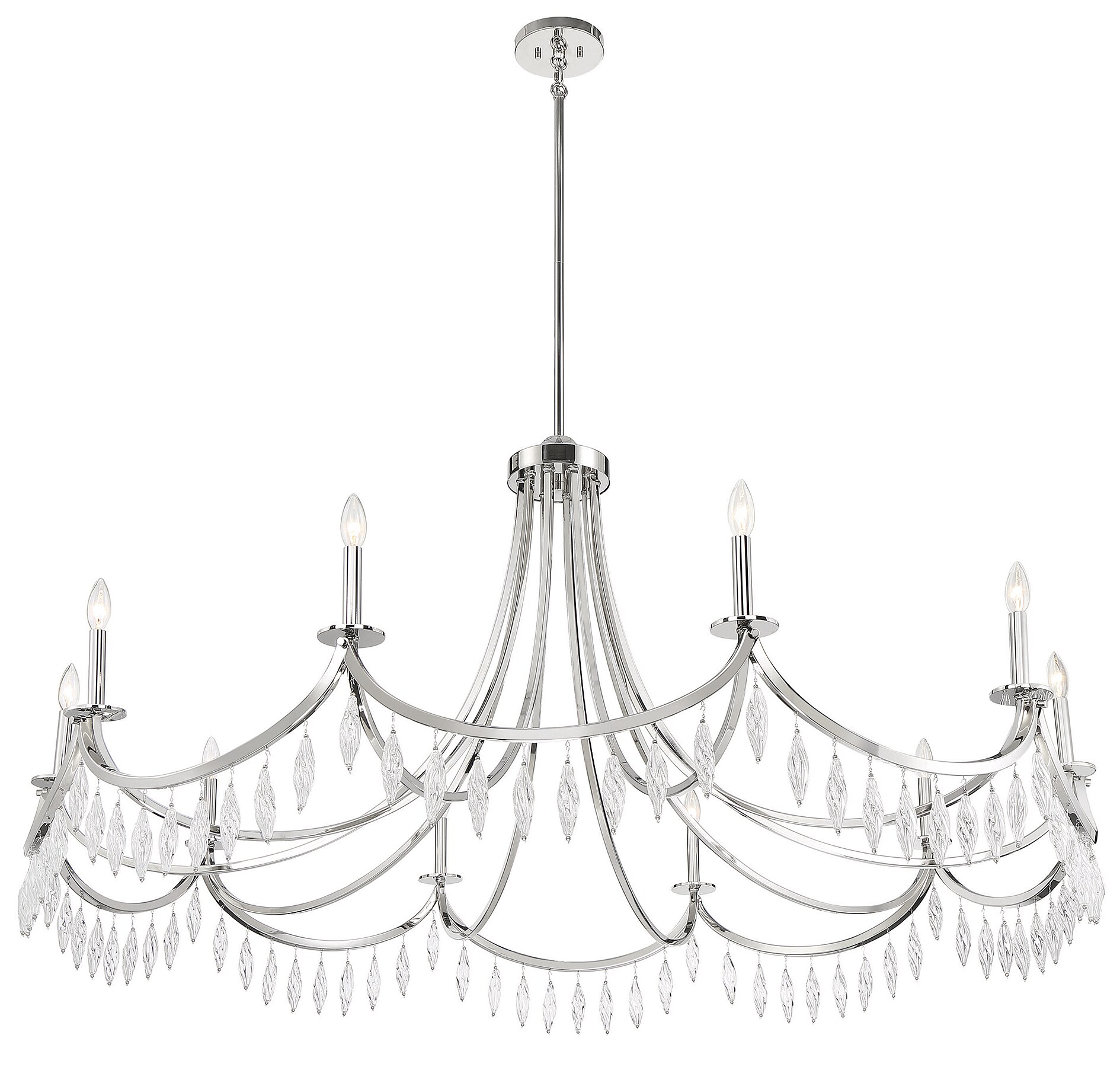 Kameron 10-Light Polished Nickel and Crystal Chandelier