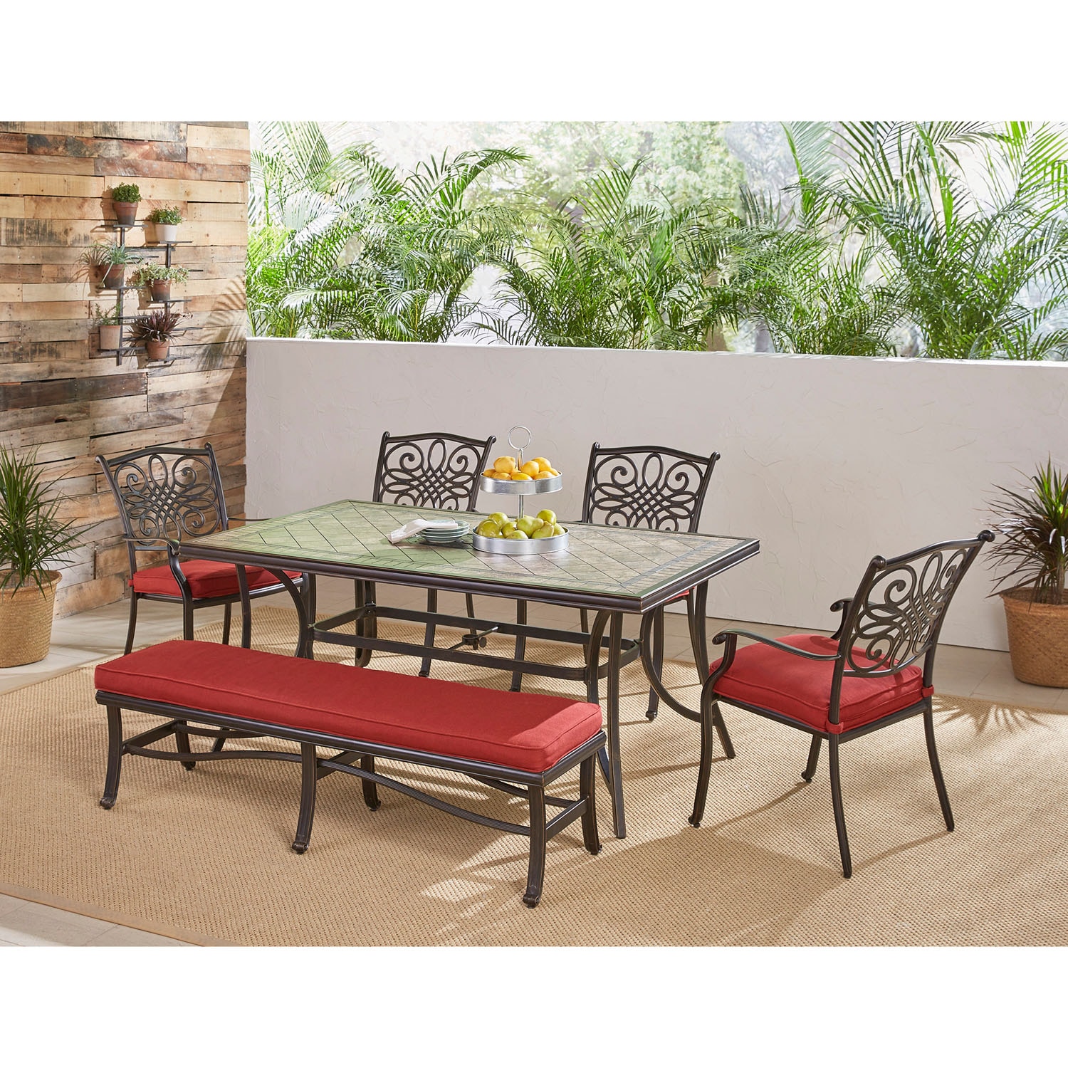 Hanover MONDN6PCBN-RED Patio-Dining-Sets - View #9